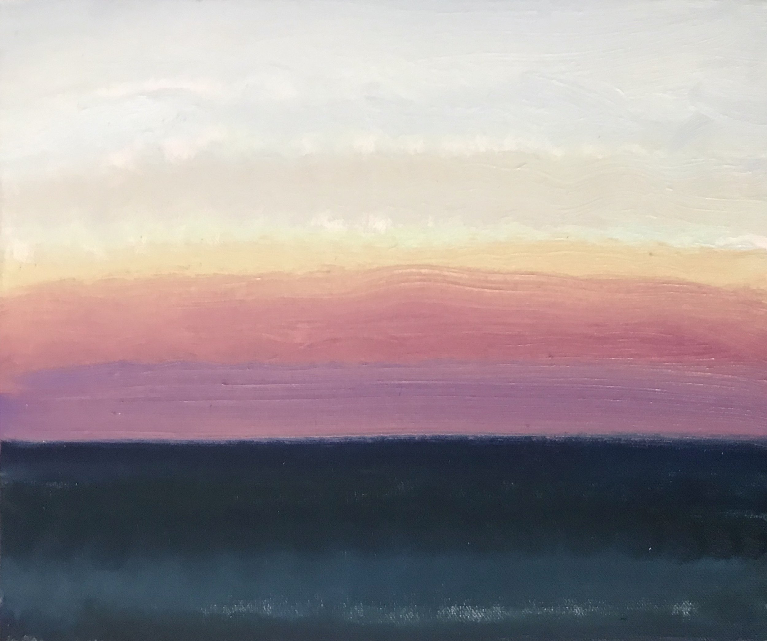 Evening Prayer Brunswick heads, 25 August  2020, oil on canvas board, 30 X 25 cm