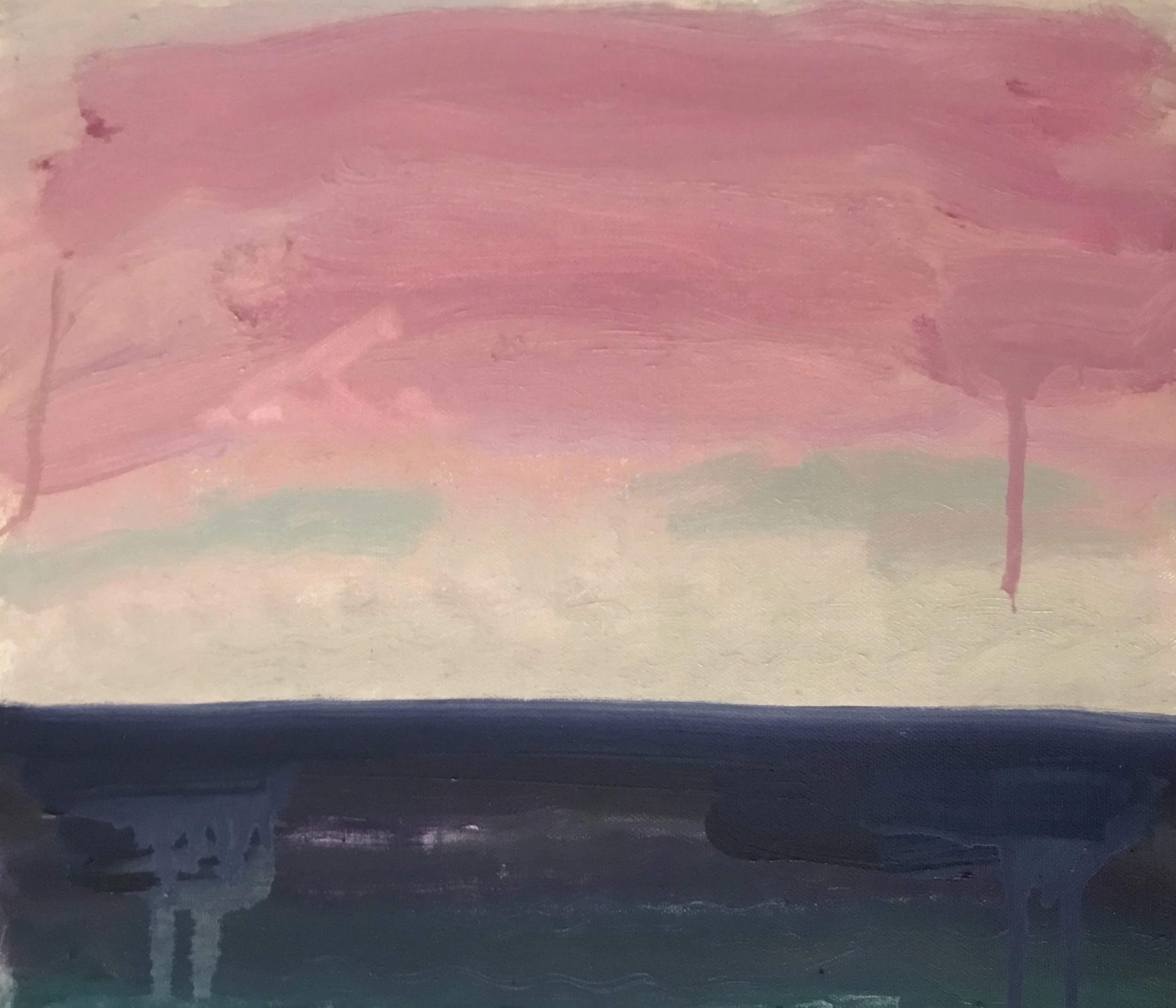 Evening Prayer Brunswick heads, #2 28 August  2020, oil on canvas board, 30 X 25 cm