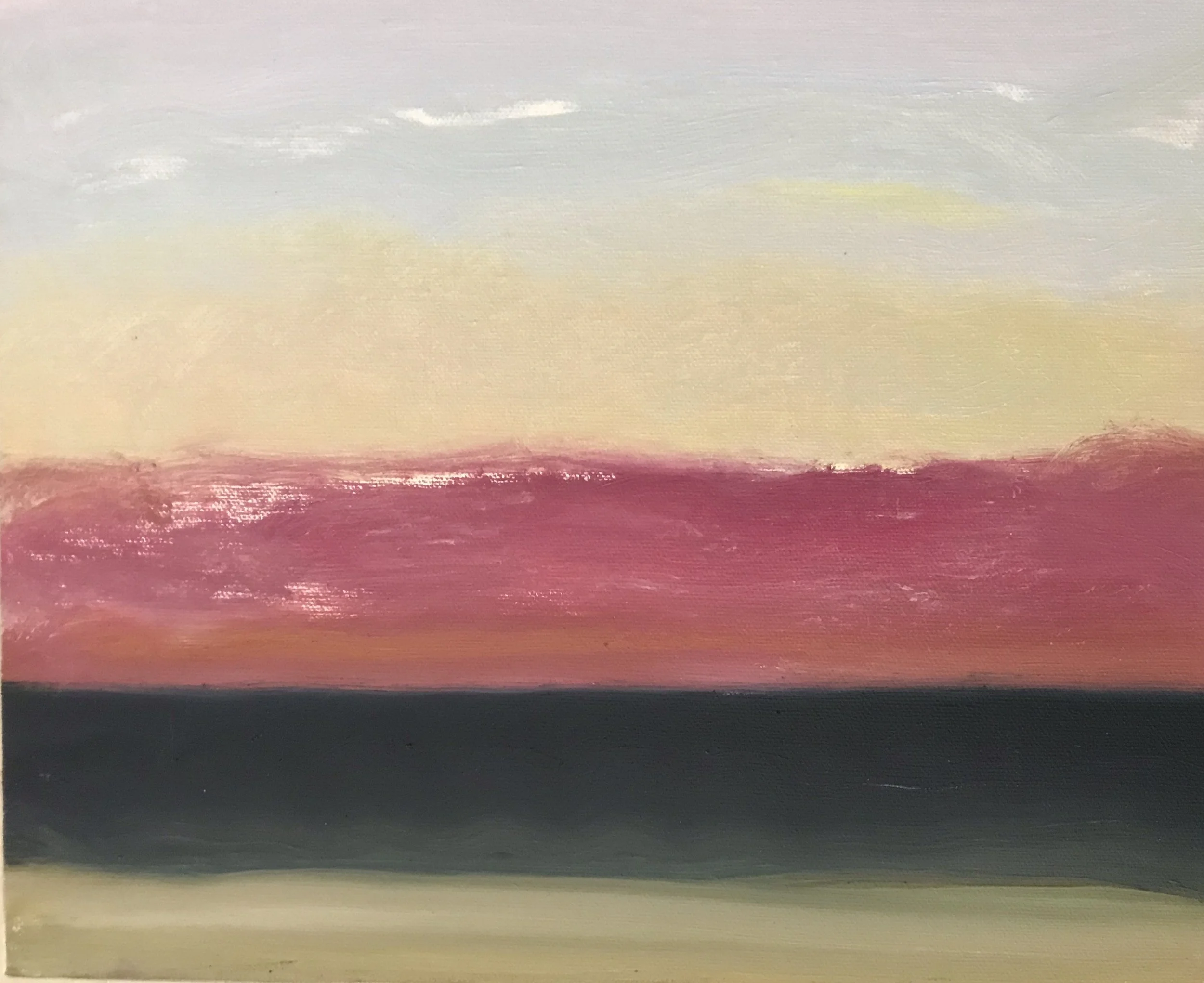 Evening Prayer Brunswick Heads,#2  16 August 2020, oil on canvas board, 30 X 25 cm