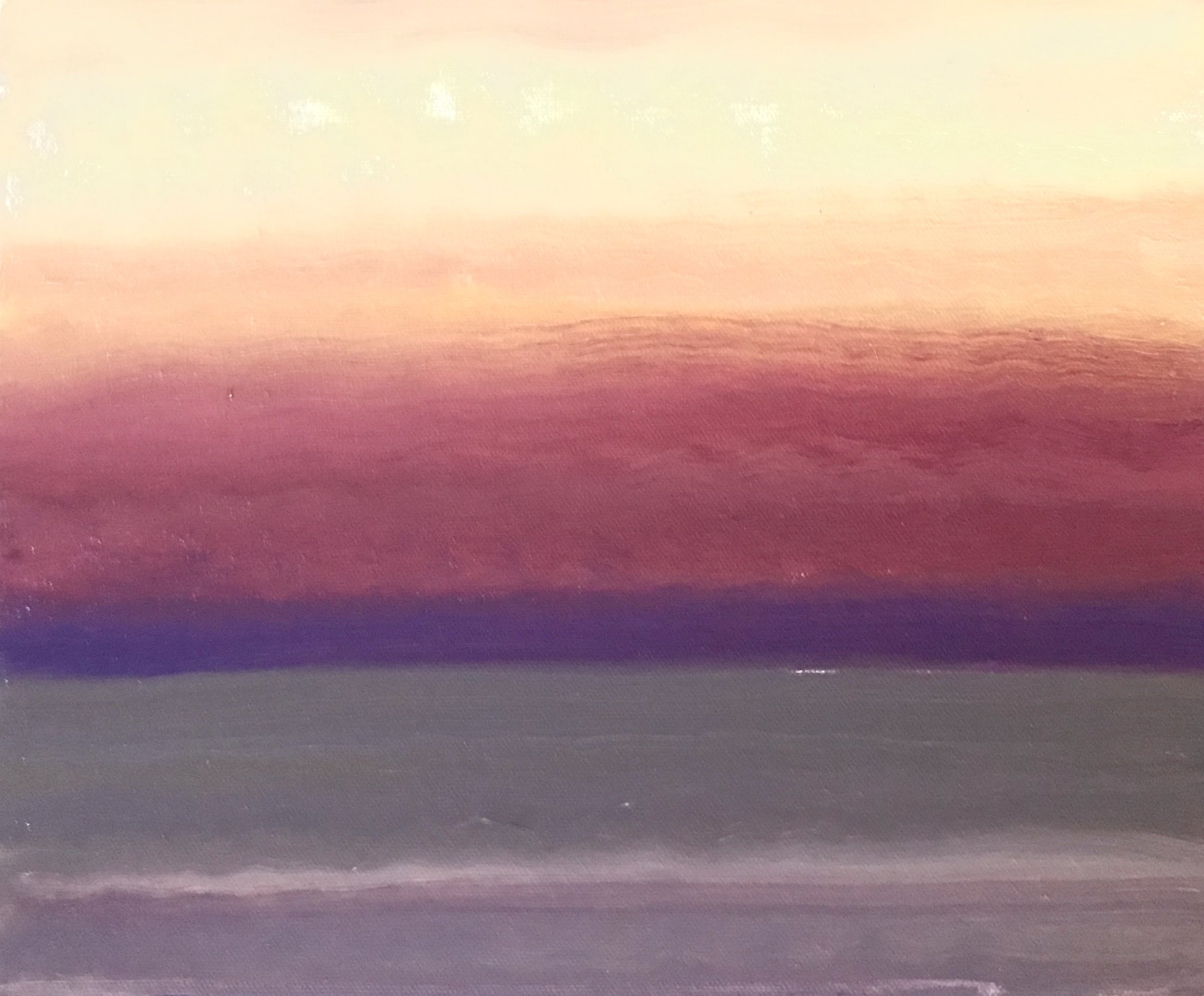 Evening Prayer Brunswick Heads, 23 August 2020, oil on canvas board, 30 X 25 c