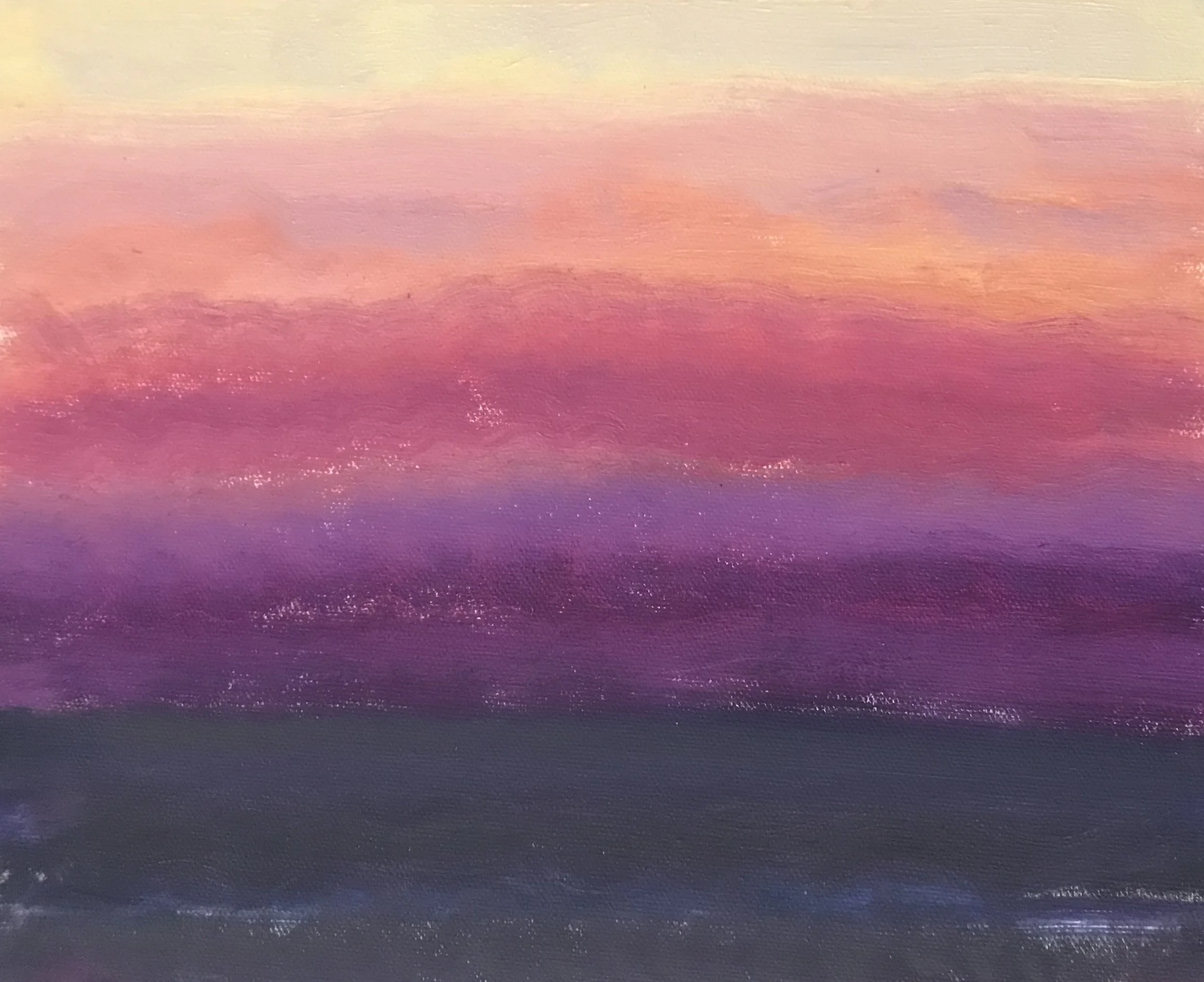 Evening Prayer Brunswick Heads, 6 October  2020, oil on canvas board, 30 X 25 cm