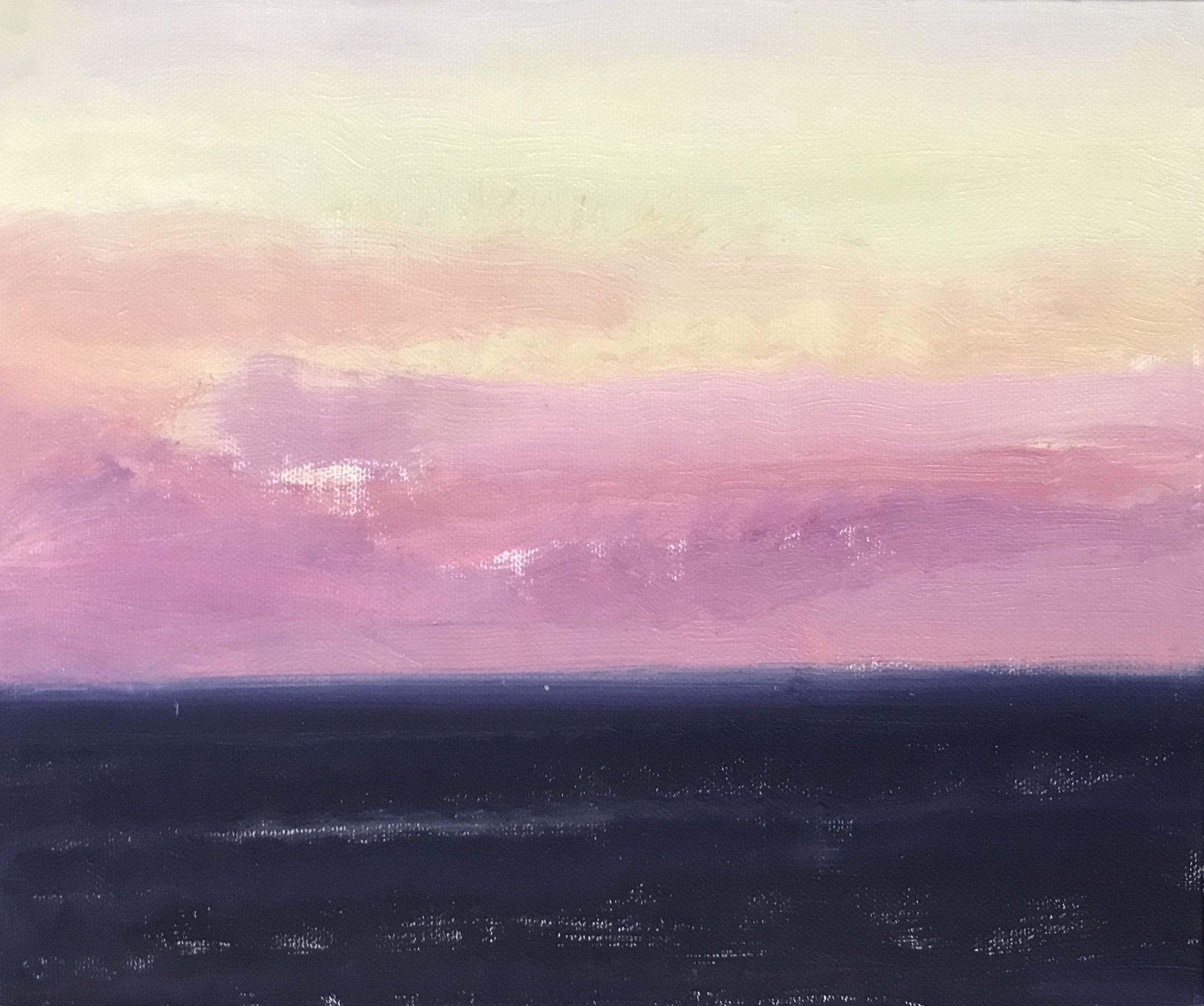 Evening Prayer Brunswick Heads, #  6 10 October  2020, oil on canvas board, 30 X 25 cm