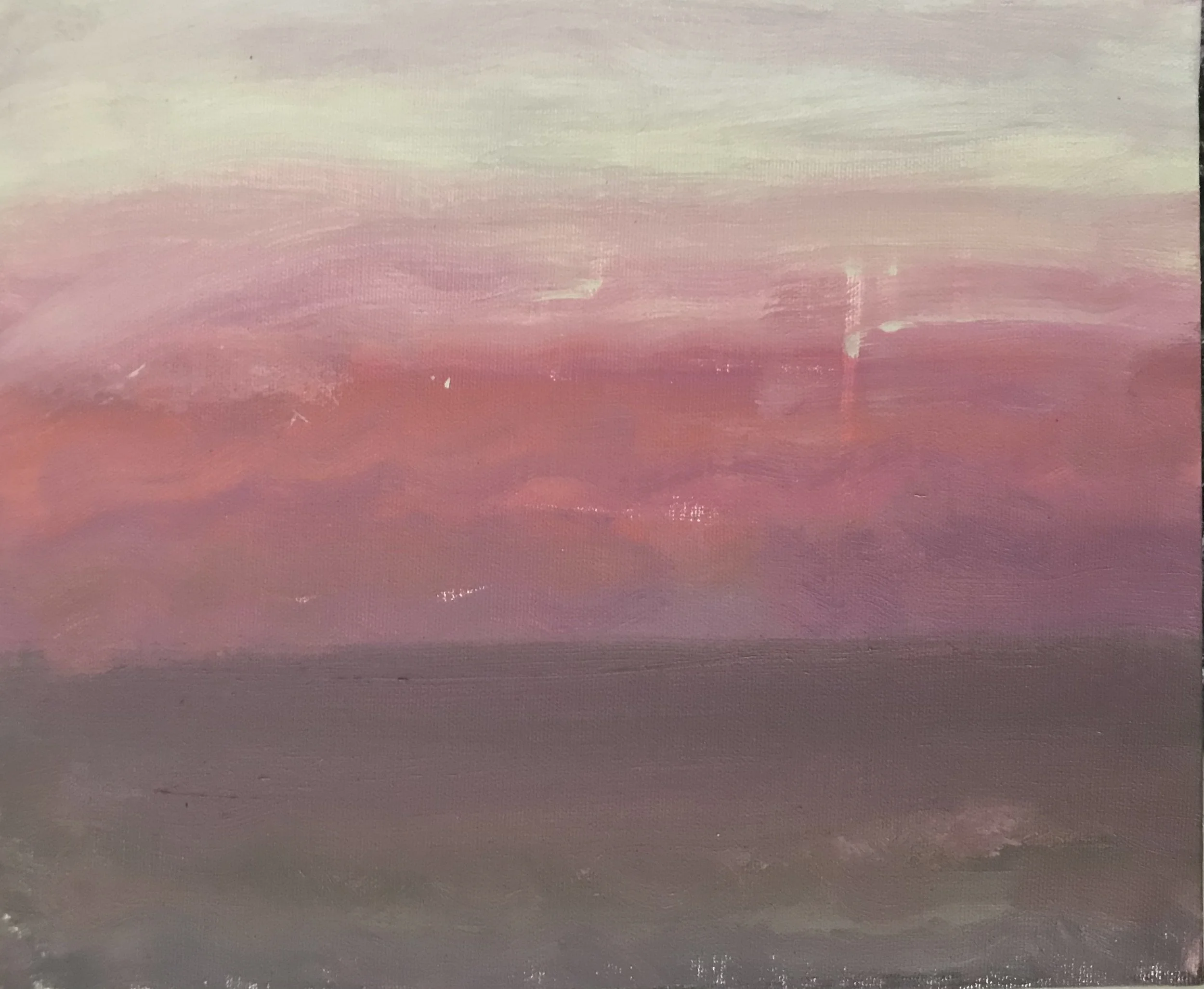 Evening Prayer Brunswick Heads, 28  November 2020, oil on canvas board, 30 X 25 cm