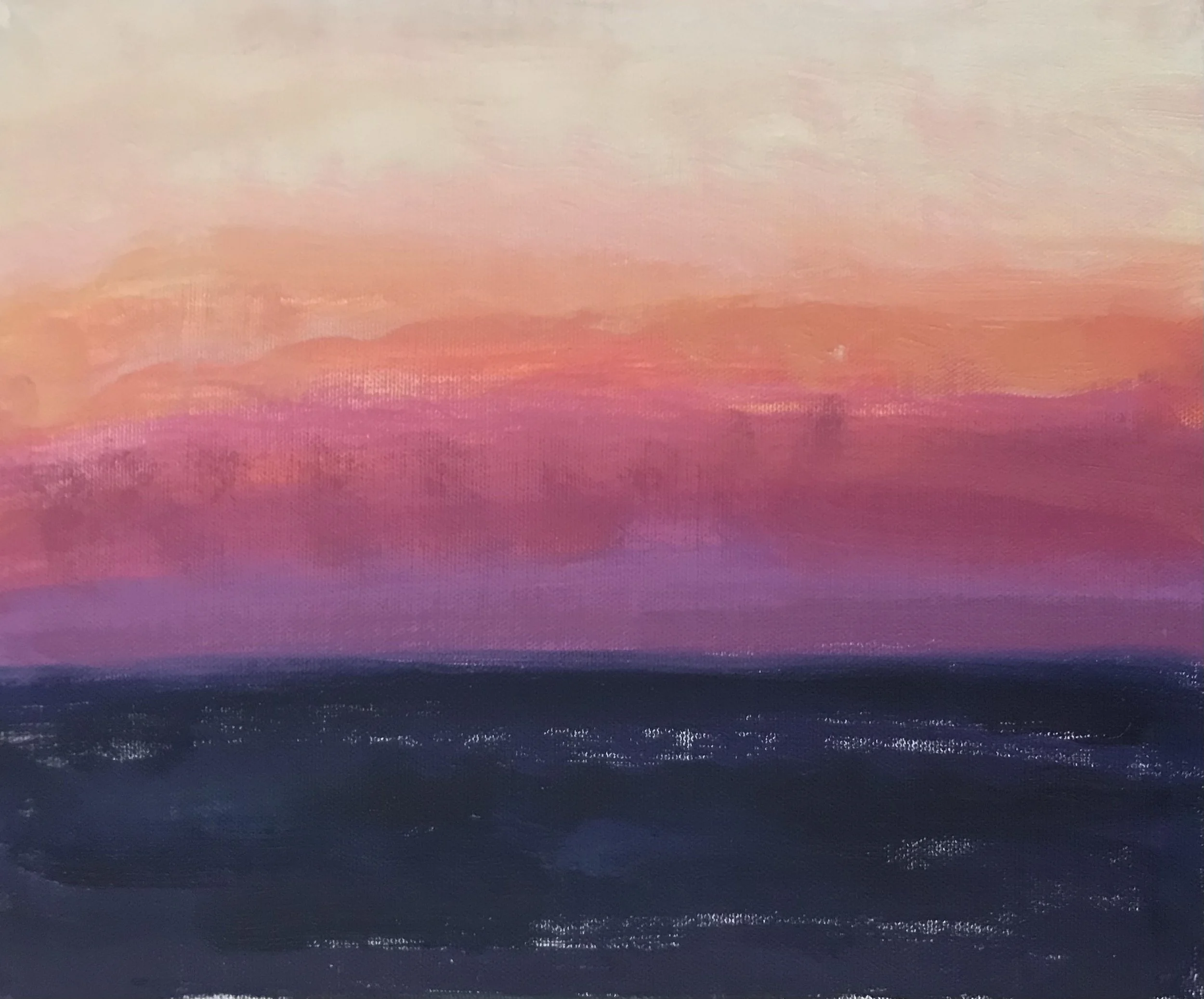 Evening Prayer Brunswick Heads, #3  28November 2020, oil on canvas board, 30 X 25 cm