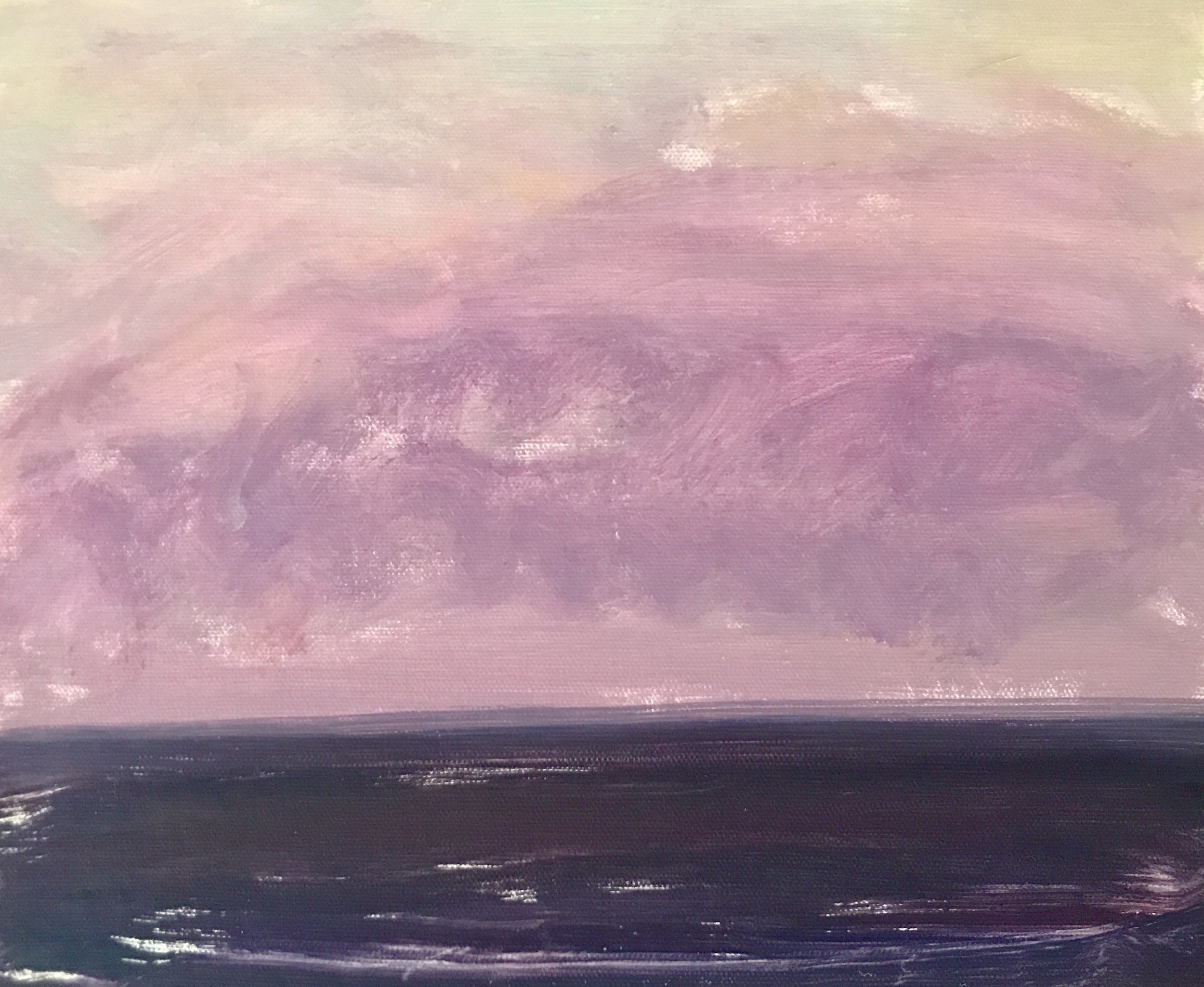 Evening Prayer Brunswick Heads,  #2, 5 December, 2019, oil on canvas board, 30 X 25 cm