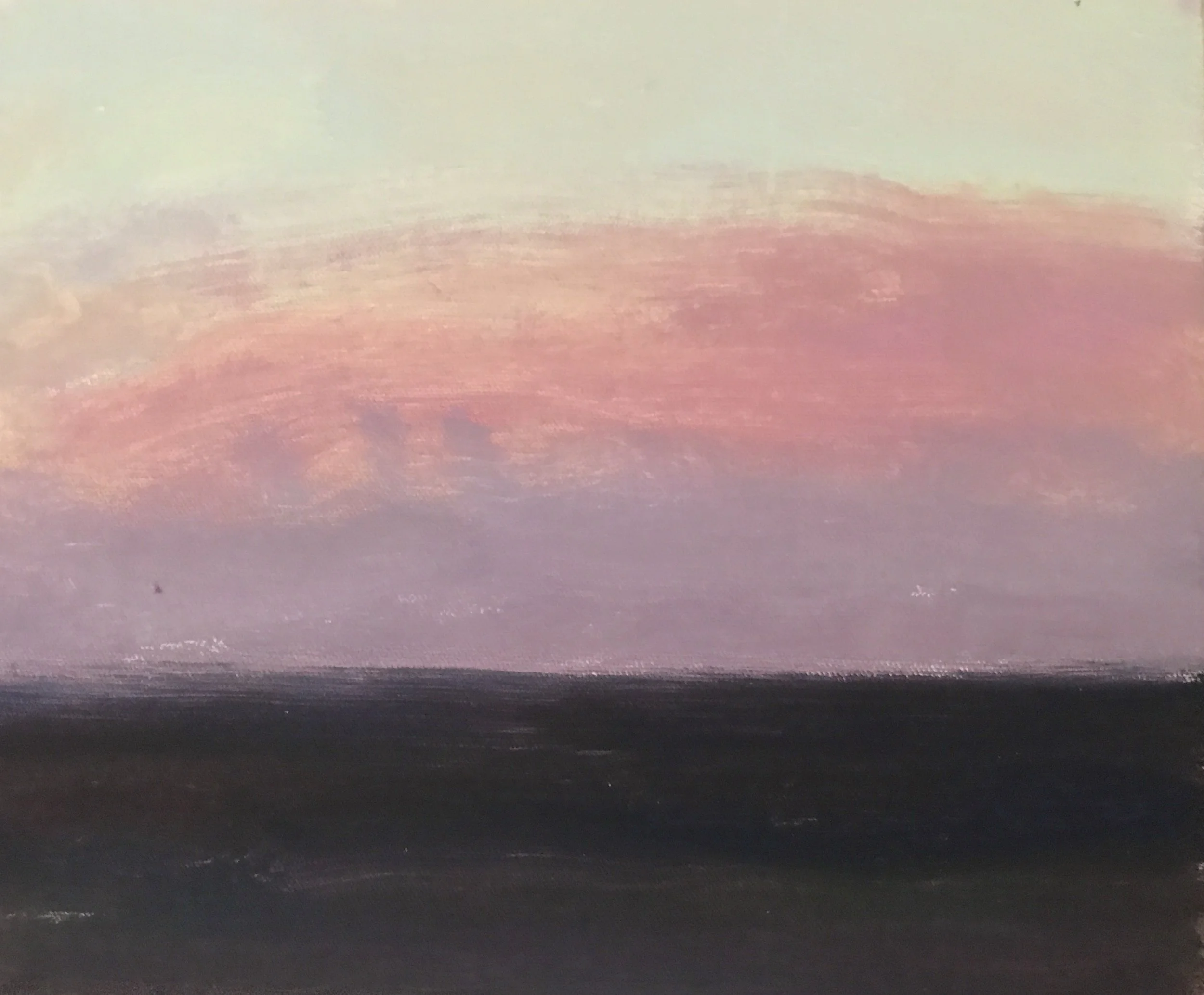 Evening Prayers Brunswick Heads, 4 November 2019, oil on canvas board, 30 X 25 cm