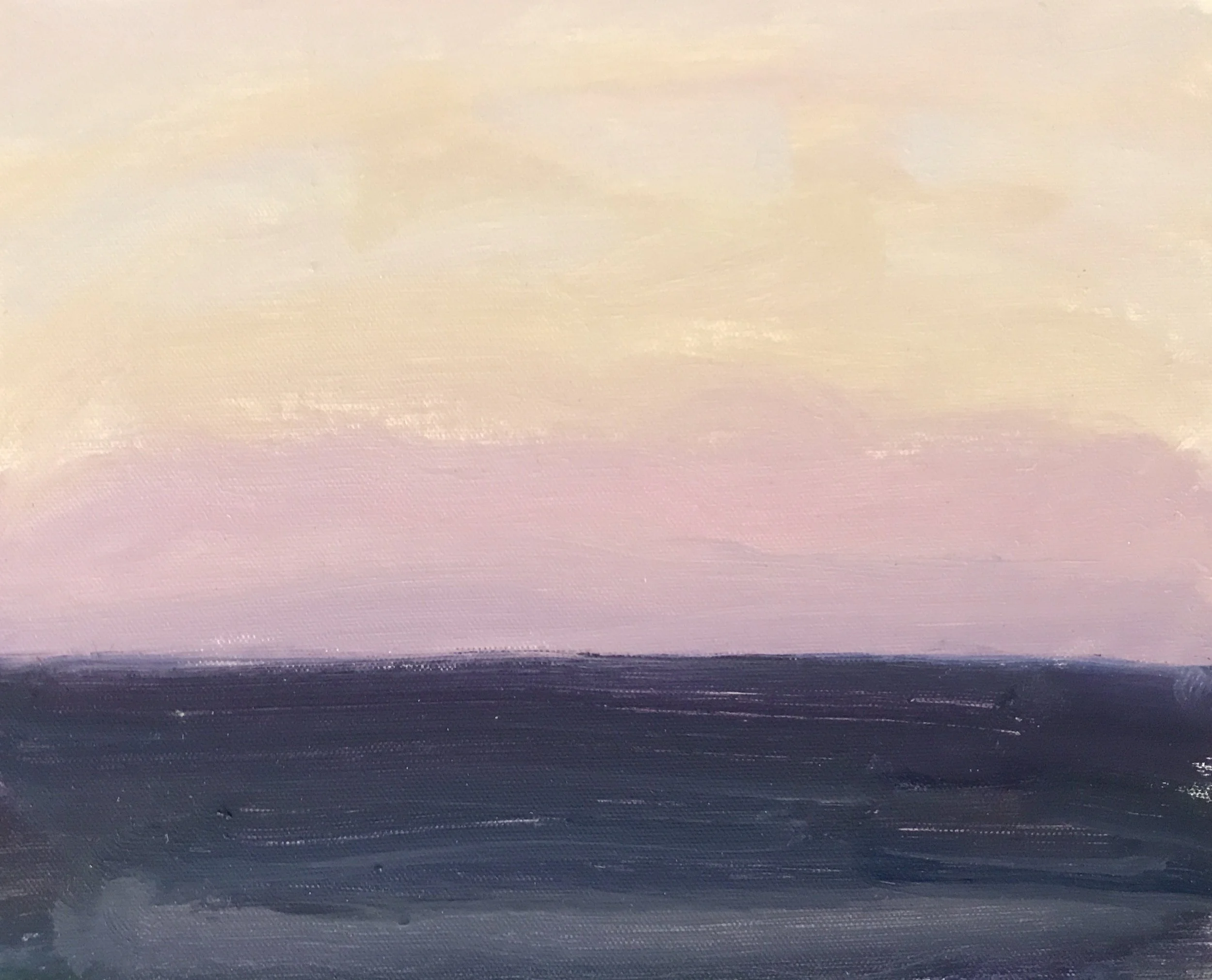 Evening Prayers Brunswick Heads, 19 October  2019, oil on canvas board, 30 X 25 cm