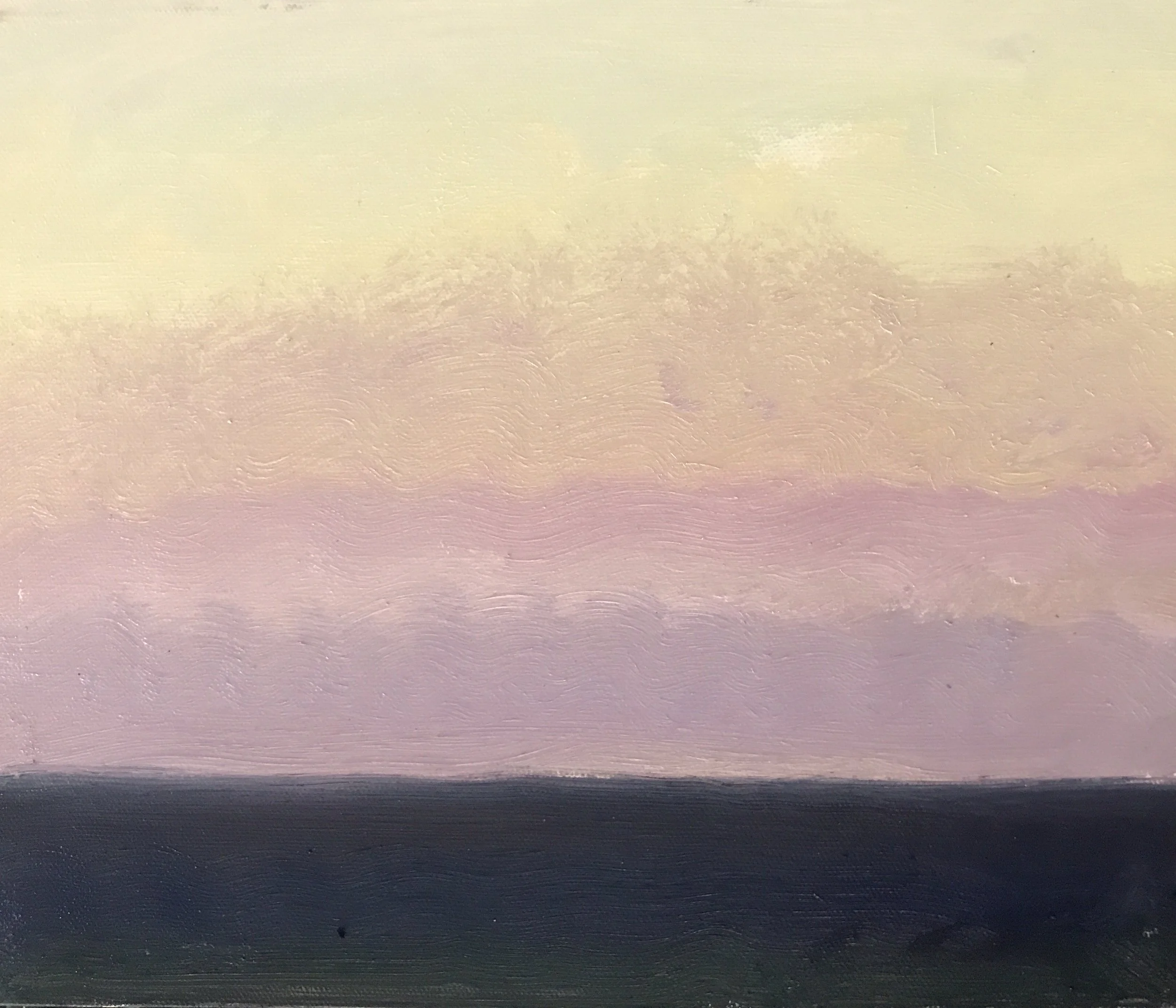 Evening Prayers Brunswick Heads, 16 October  2019, oil on canvas board, 30 X 25 cm