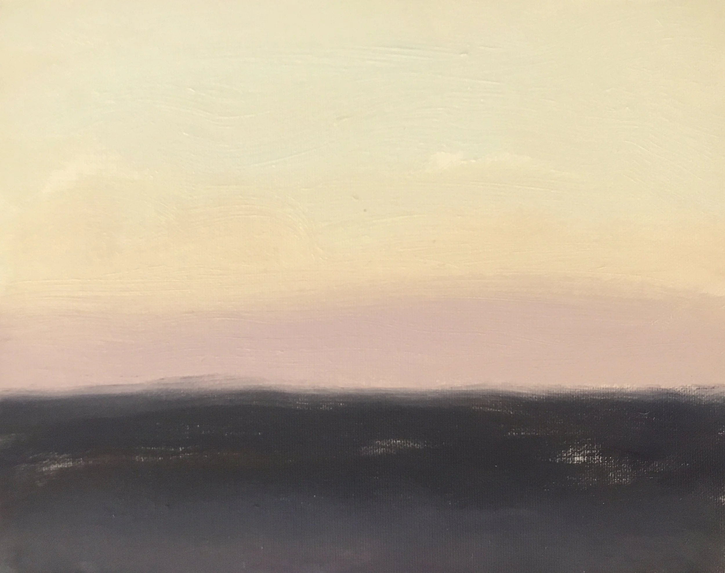 Evening Prayers Brunswick Heads, 15 October  2019, oil on canvas board, 30 X 25 cm