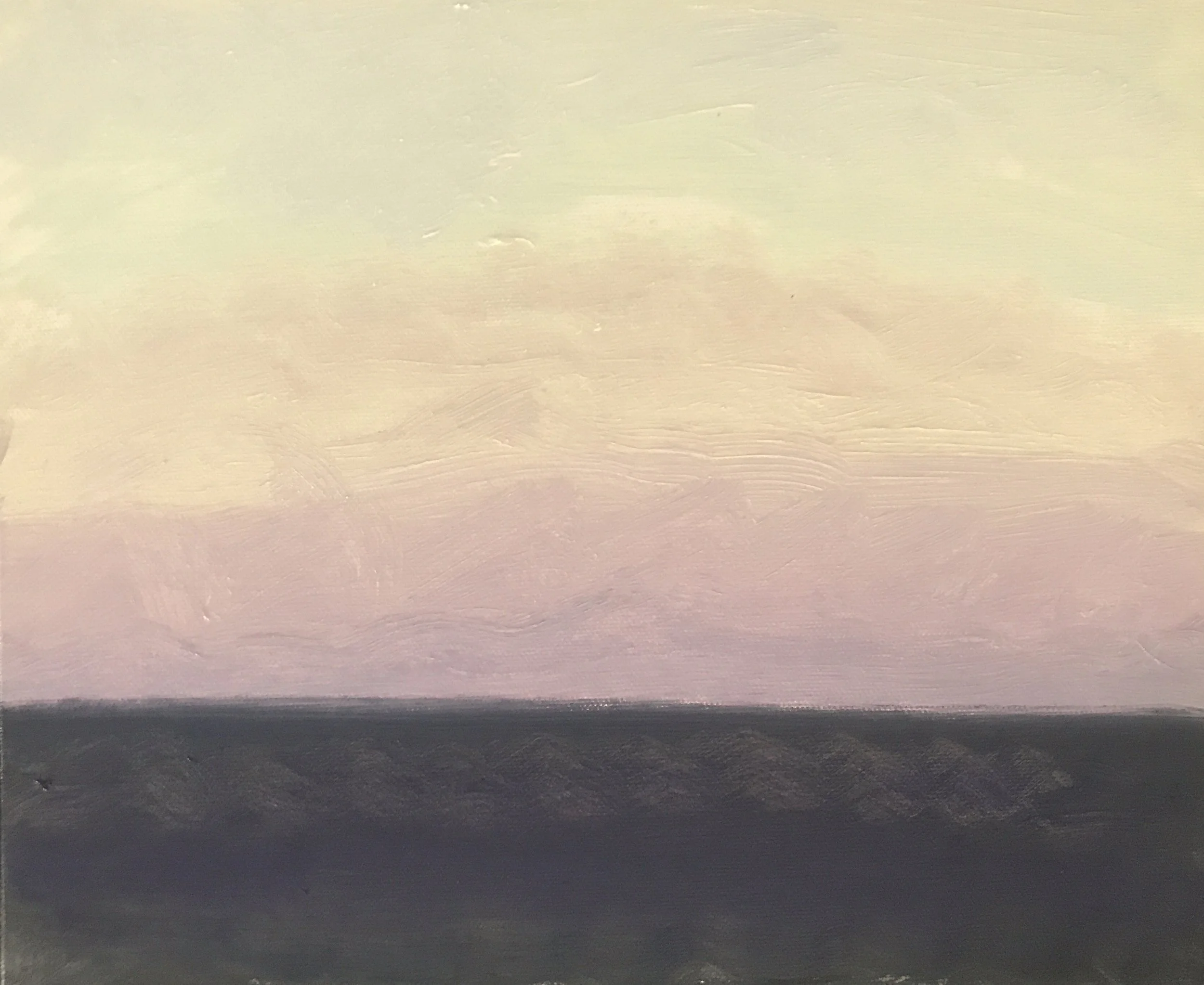 Evening Prayers Brunswick Heads, #3 15 October  2019, oil on canvas board, 30 X 25 cm