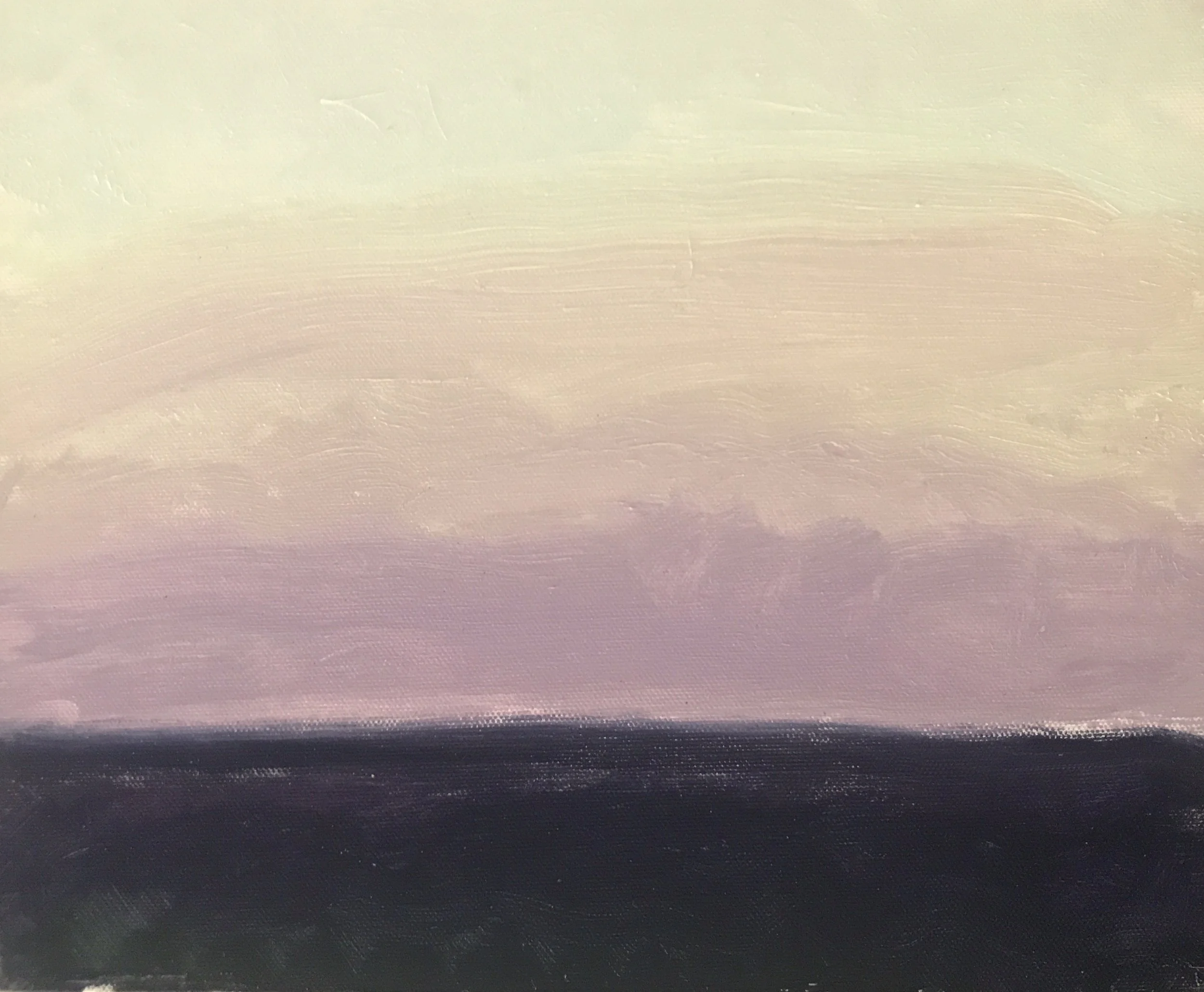 Evening Prayers Brunswick Heads, 14 October  2019, oil on canvas board, 30 X 25 cm