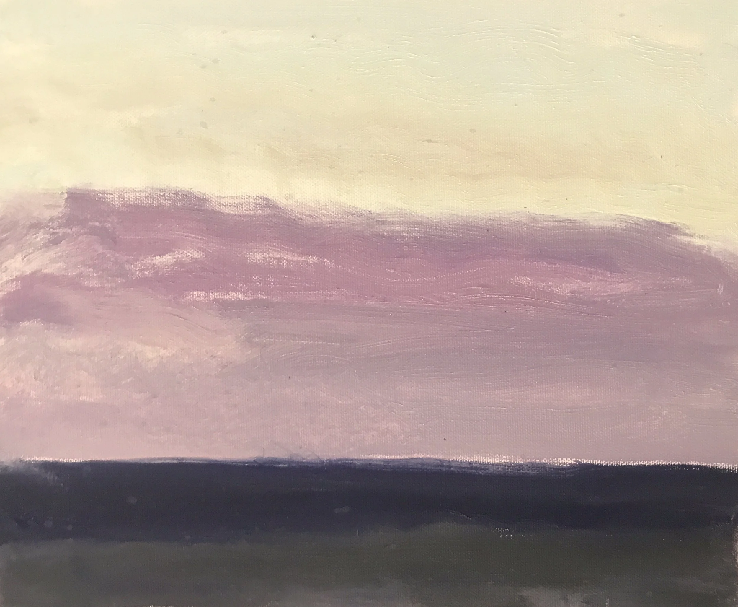 Evening Prayers Brunswick Heads, 7 October  2019, oil on canvas board, 30 X 25 cm