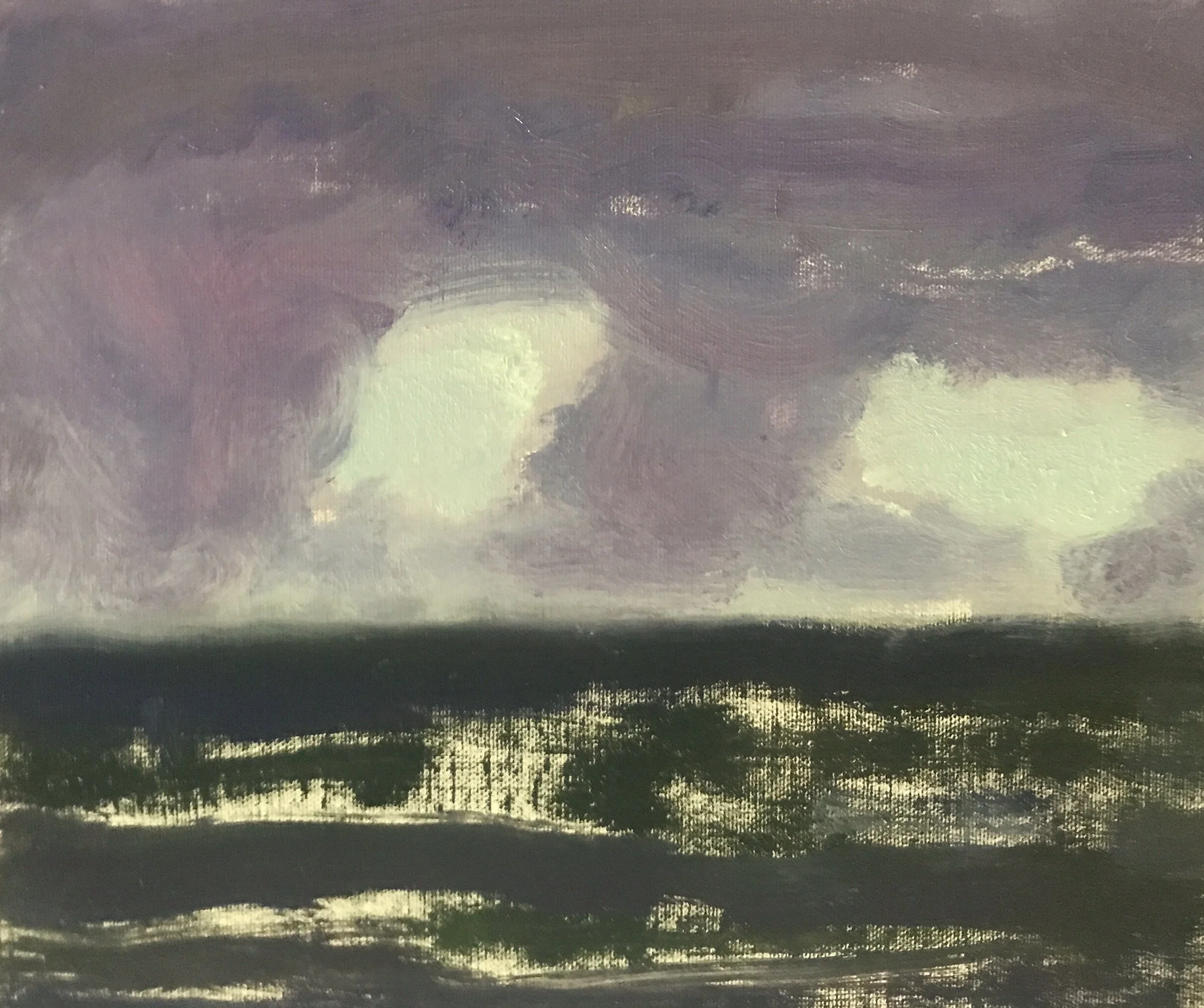 Evening Prayers Brunswick Heads, 1 October  2019, oil on canvas board, 30 X 25 cm