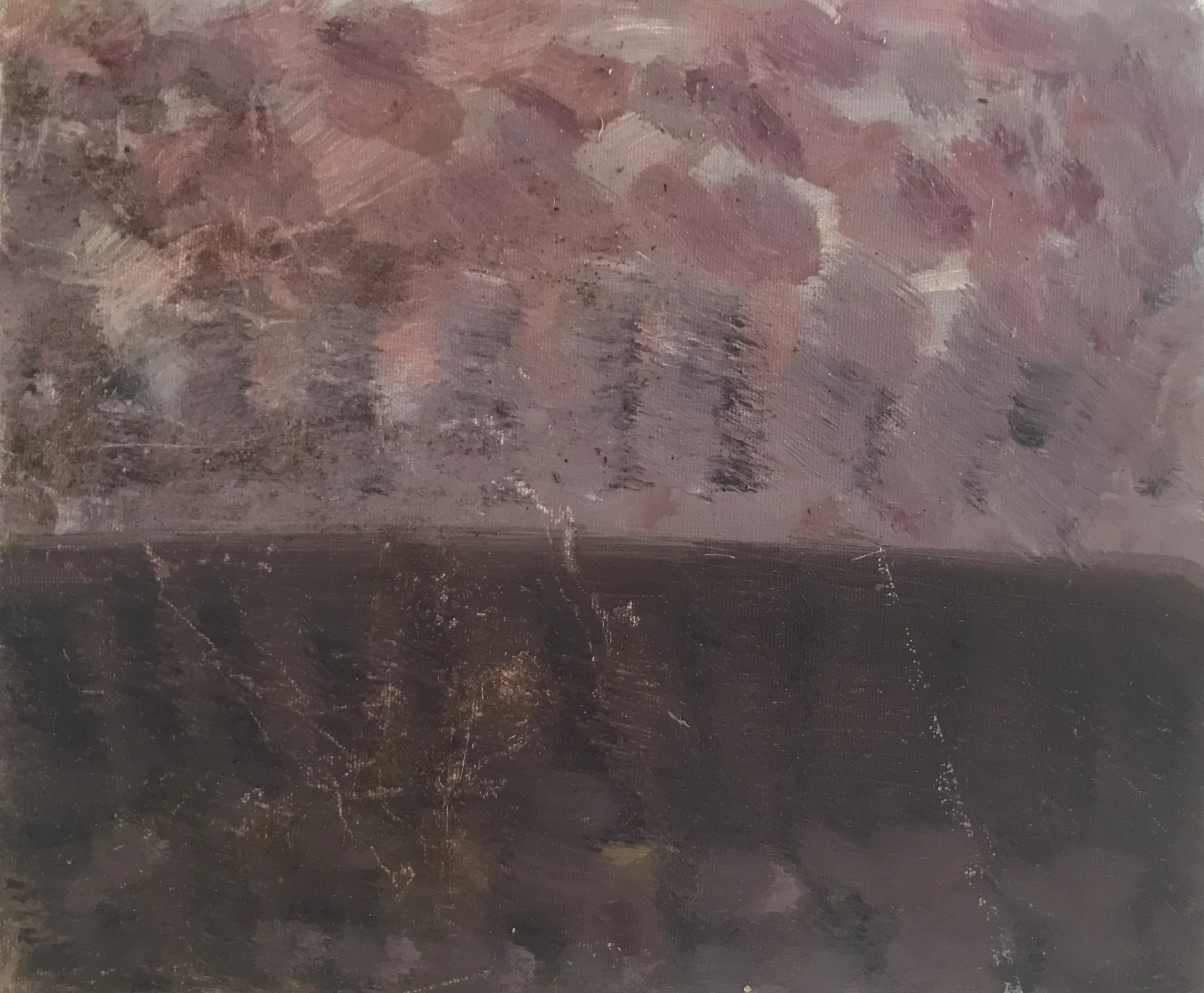 Evening Prayer Brunswick Heads 19 October  2017, oil on canvas board, 30 X 25 cm