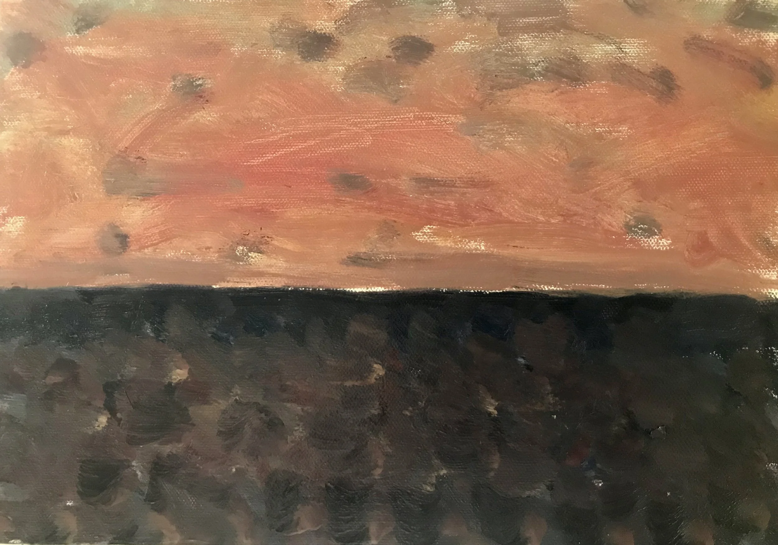 Evening Prayer Brunswick Heads 11 December 2017, oil on canvas board, 27 X 21 cm