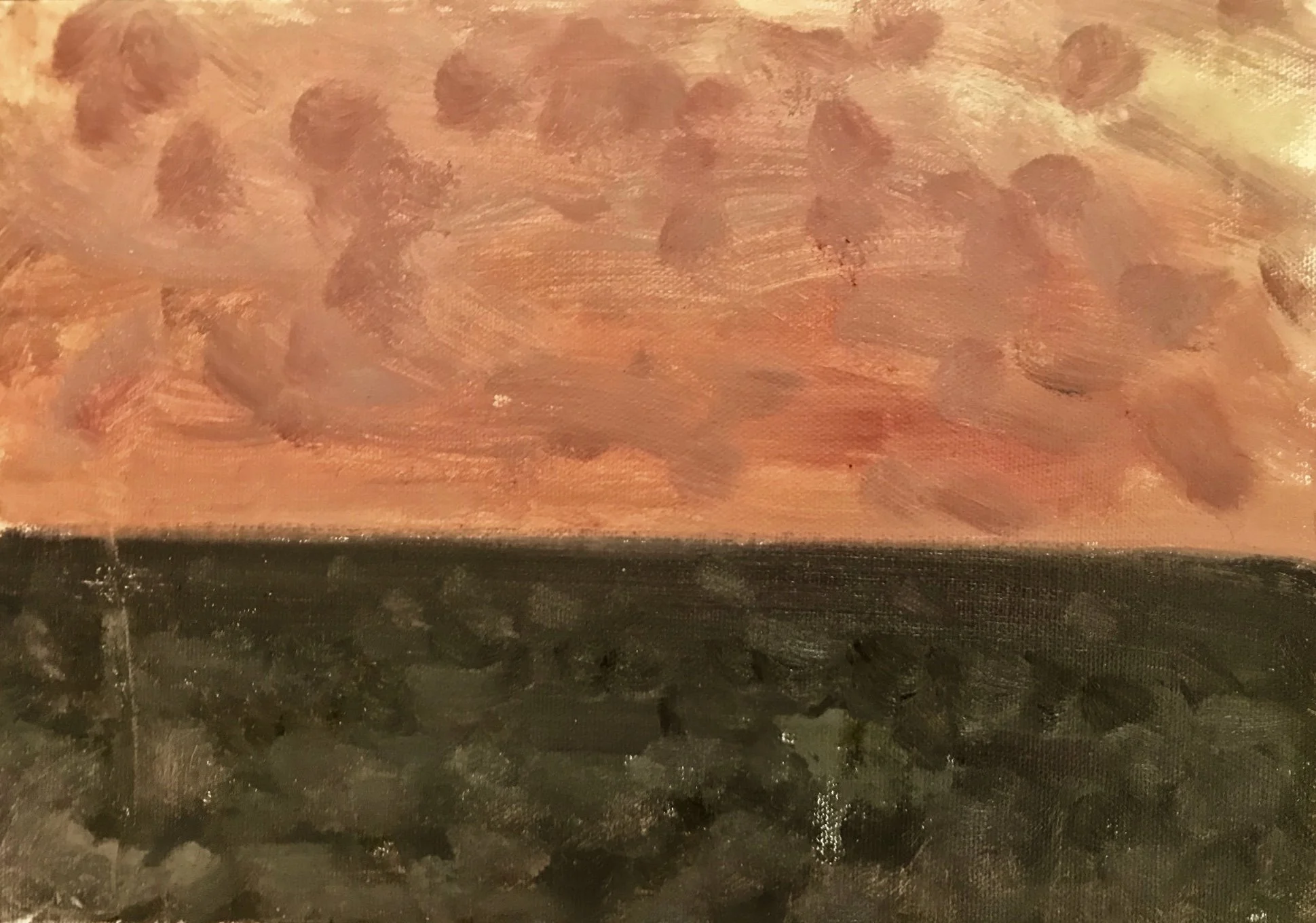 Evening Prayer Brunswick Heads #2 14 December 2017, oil on canvas board, 27 X 21 cm