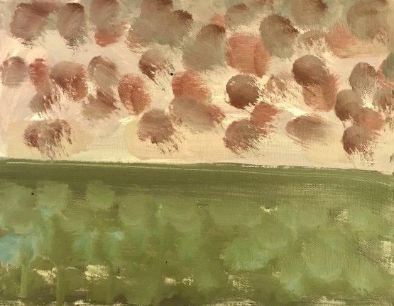 Evening Prayer Brunswick Heads 17 December 2017, oil on canvas board, 27 X 21 cm