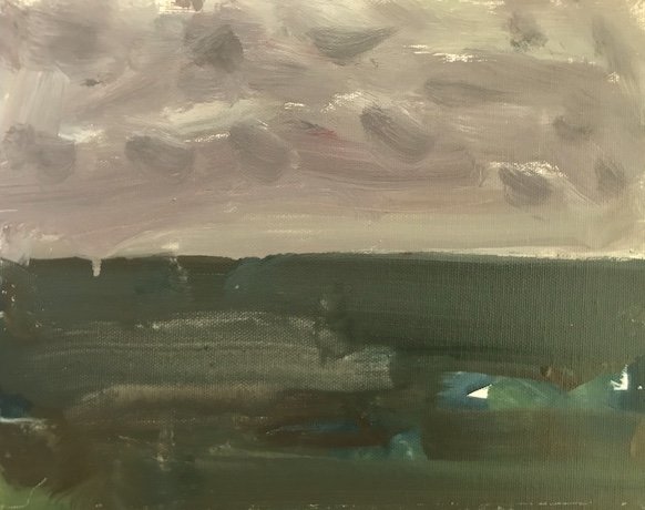 Evening Prayer Brunswick Heads #2  17 December 2017, oil on canvas board, 25 X 20 cm
