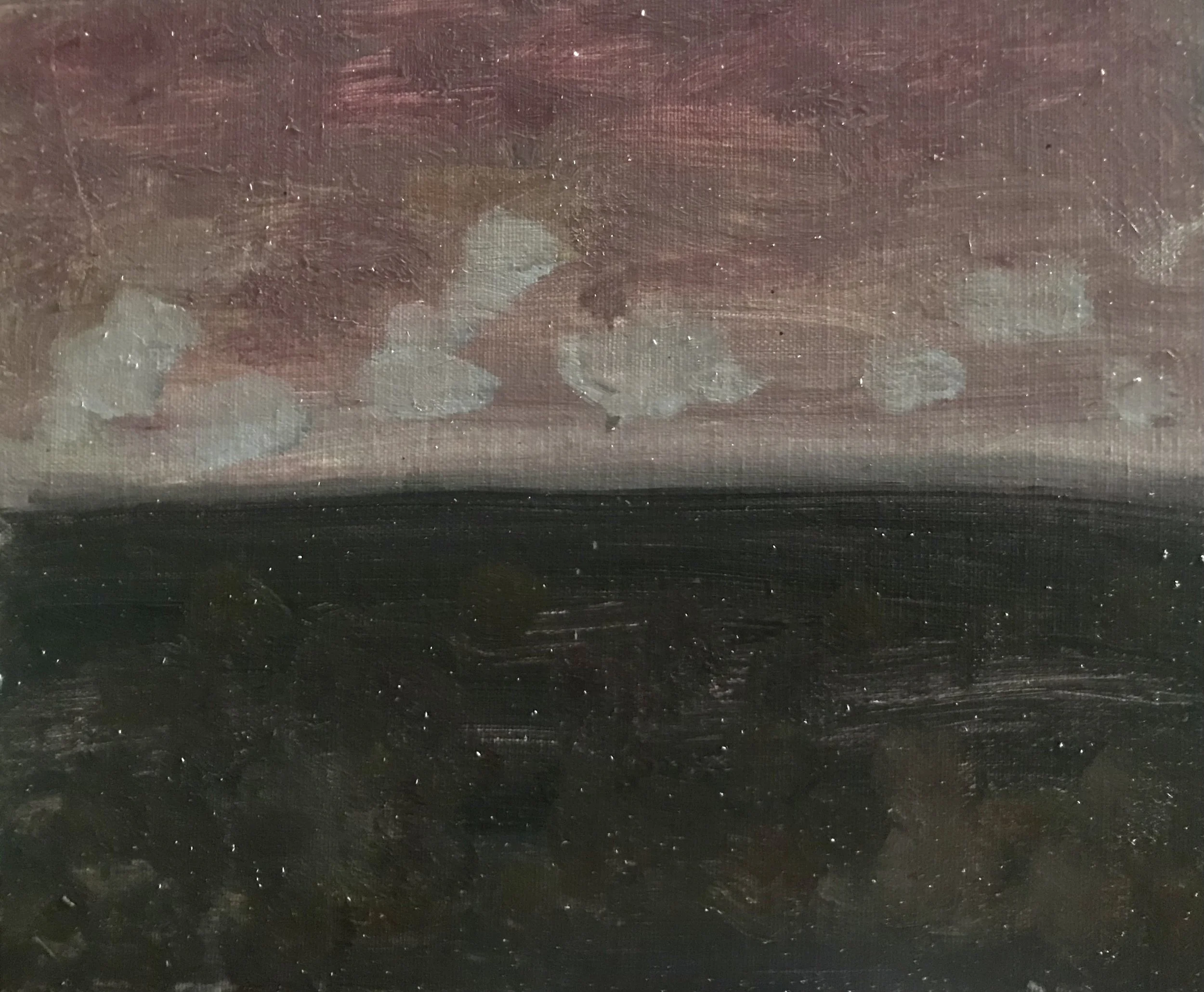 Evening Prayer Brunswick Heads #2 23 December 2017, oil on canvas board, 27 X 21 cm