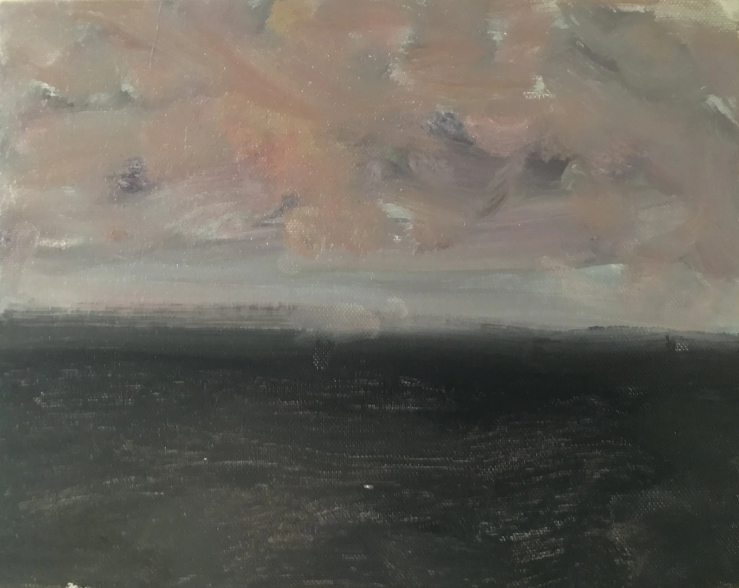 Evening Prayer Brunswick Heads 29 December 2017, oil on canvas board, 27 X 21 cm