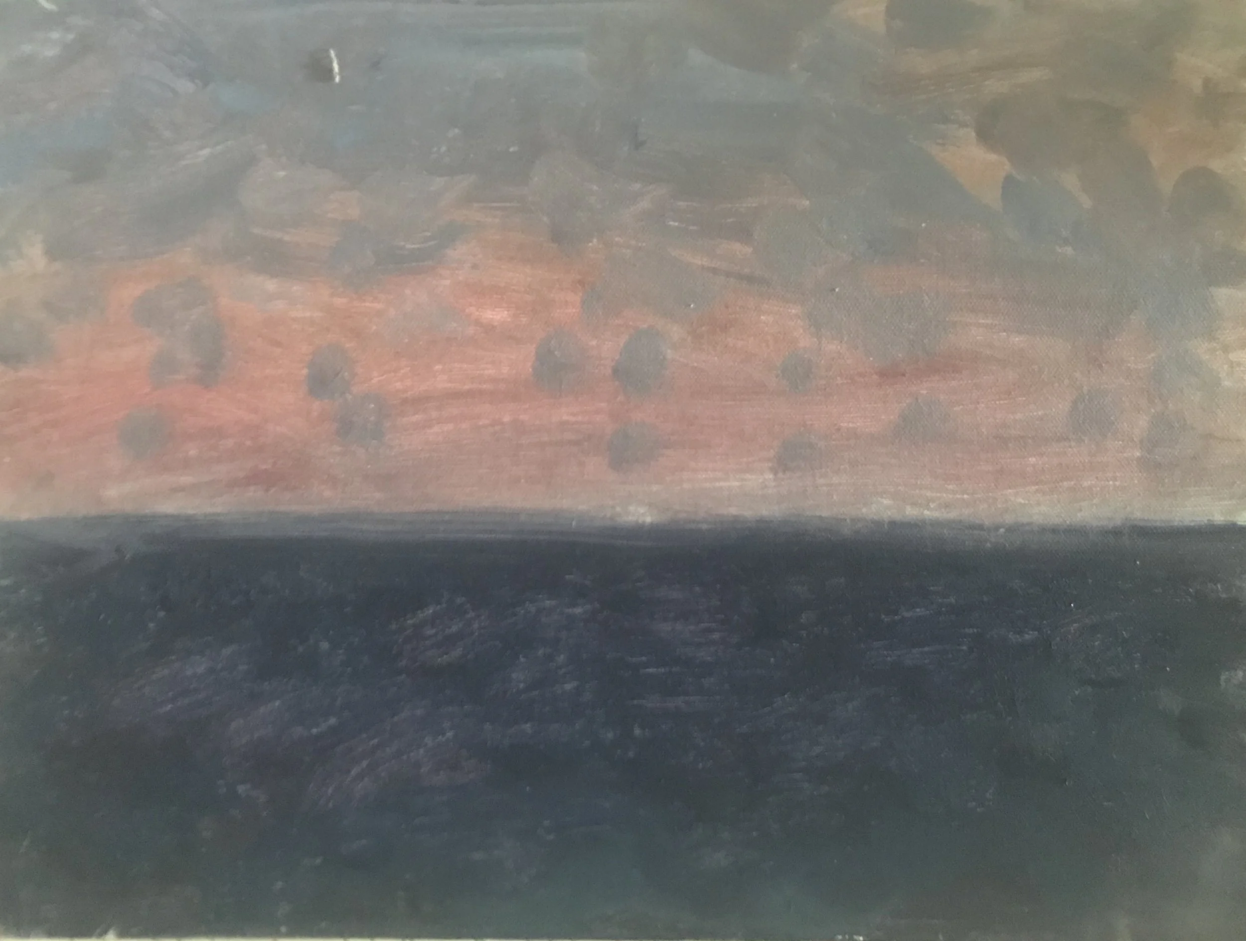 Evening Prayer Brunswick Heads #2 5 January 2018  oil on canvas board, 25 X 20 cm