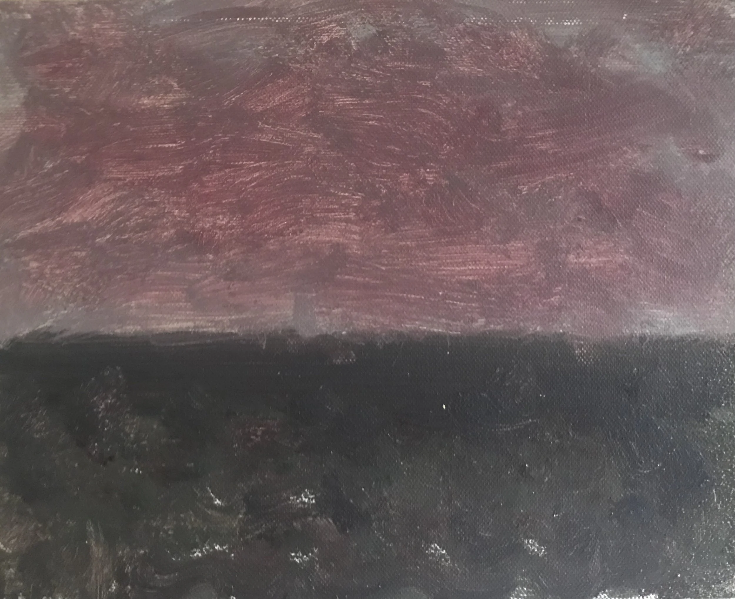 Evening Prayer Brunswick Heads #4  8 January 2018  oil on canvas board, 25 X 20 cm