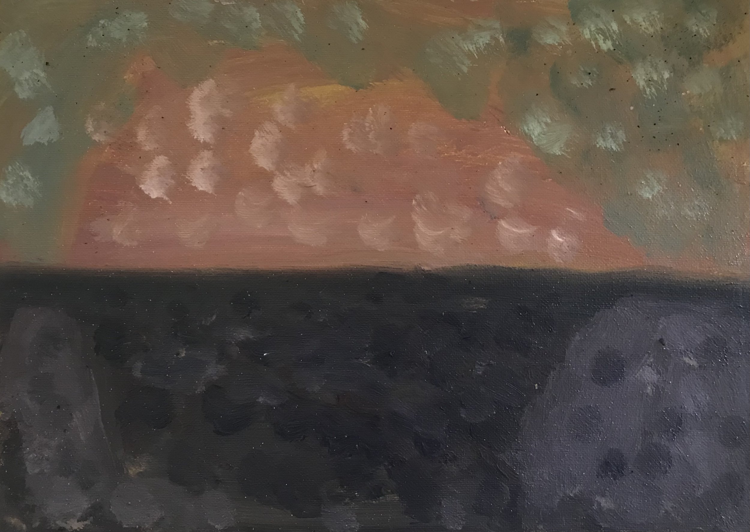 Evening Prayer Brunswick Heads 10 January 2018  oil on canvas board, 25 X 20 cm