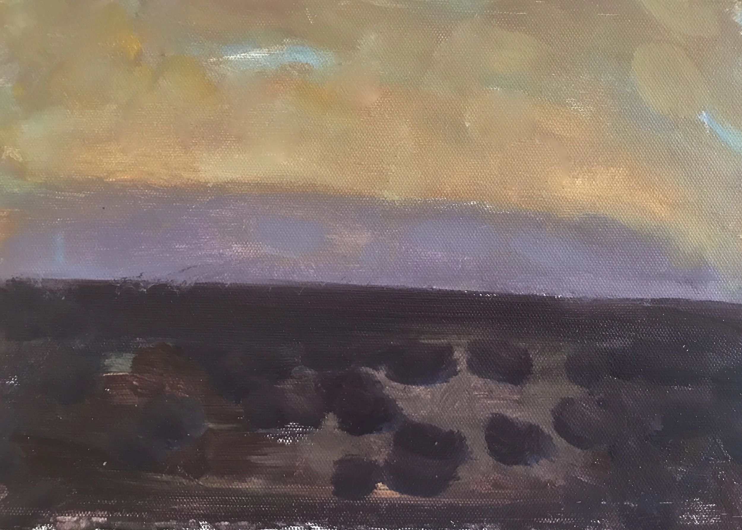 Evening Prayer Brunswick Heads 13 January 2018  oil on canvas board, 27 X 21cm