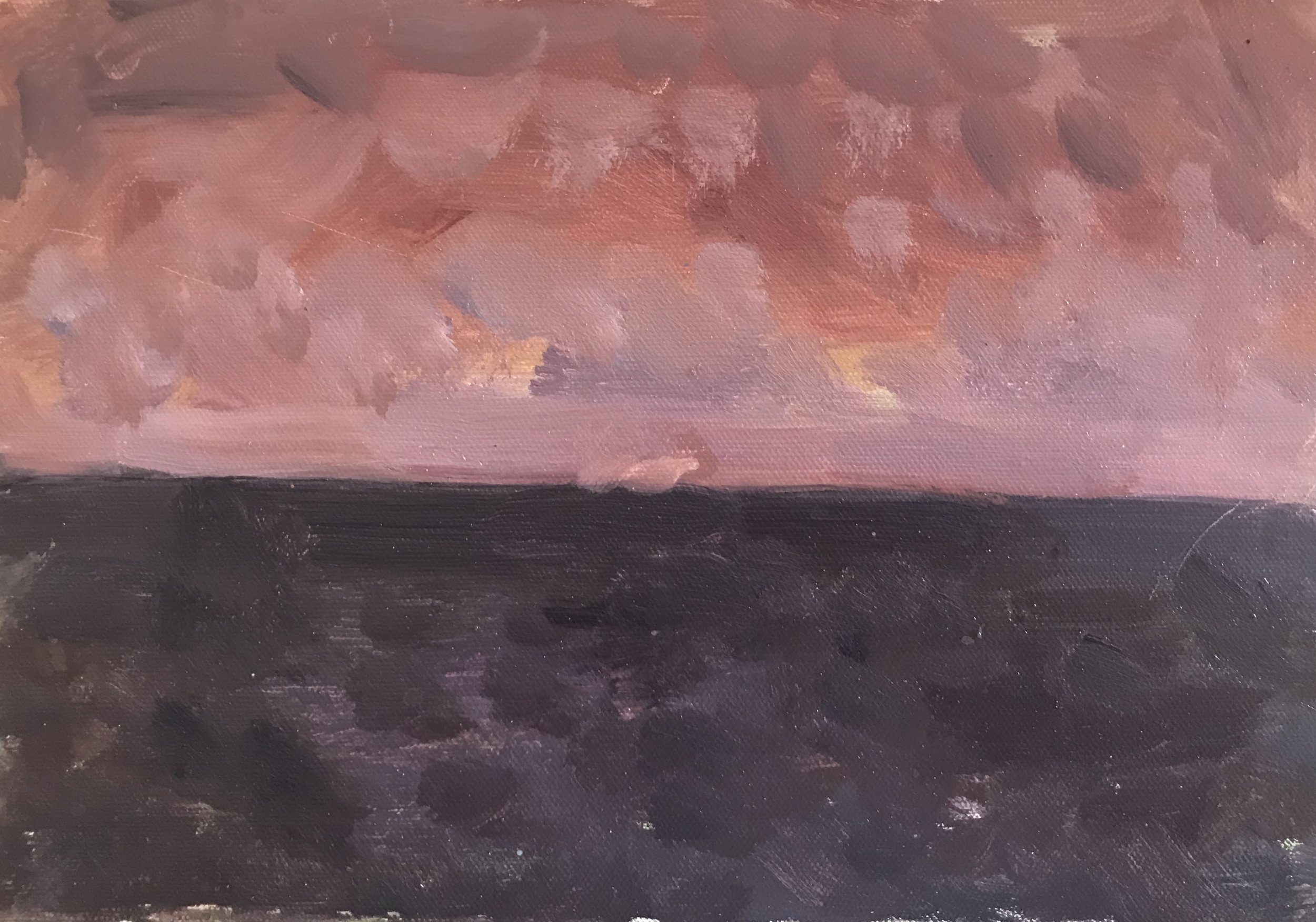 Evening Prayer Brunswick Heads #2 13 January 2018  oil on canvas board, 27 X 21 cm