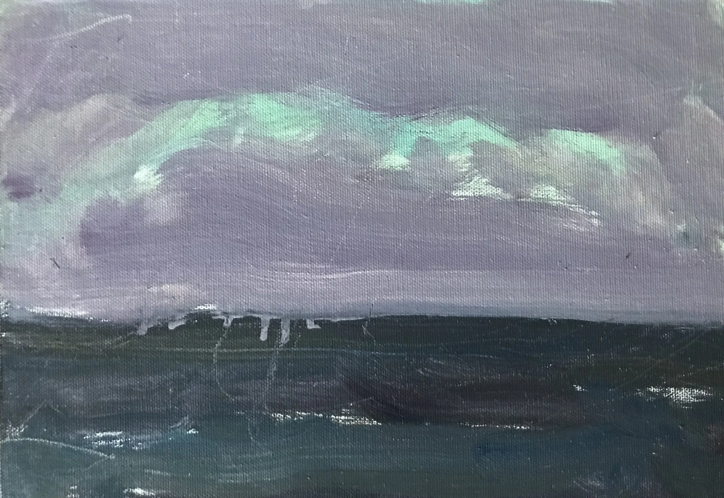 Evening Prayer Brunswick Heads 16 January 2018  oil on canvas board, 27 X 21 cm