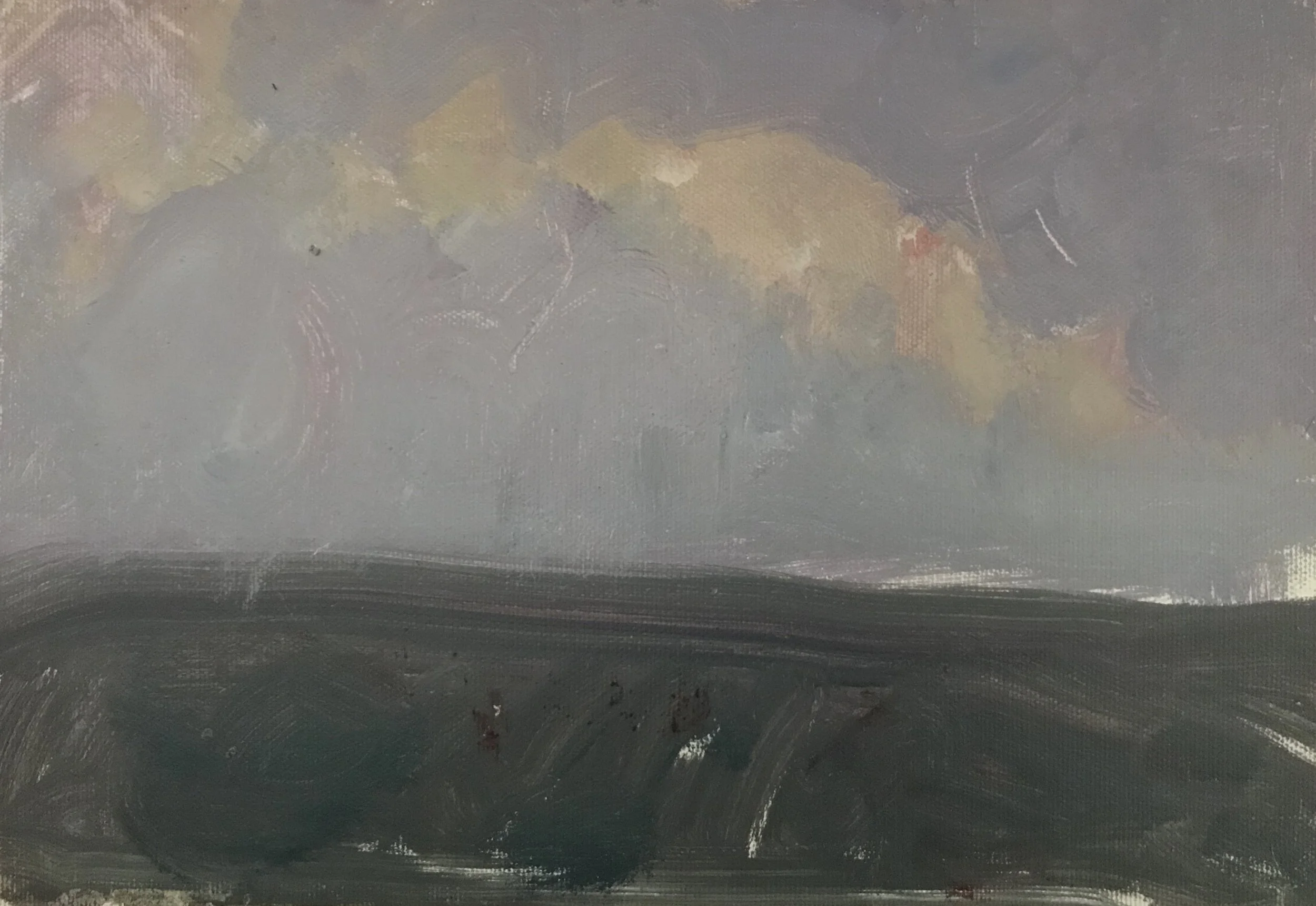 Evening Prayer Brunswick Heads 1 January 2018  oil on canvas board, 27 X 21 cm