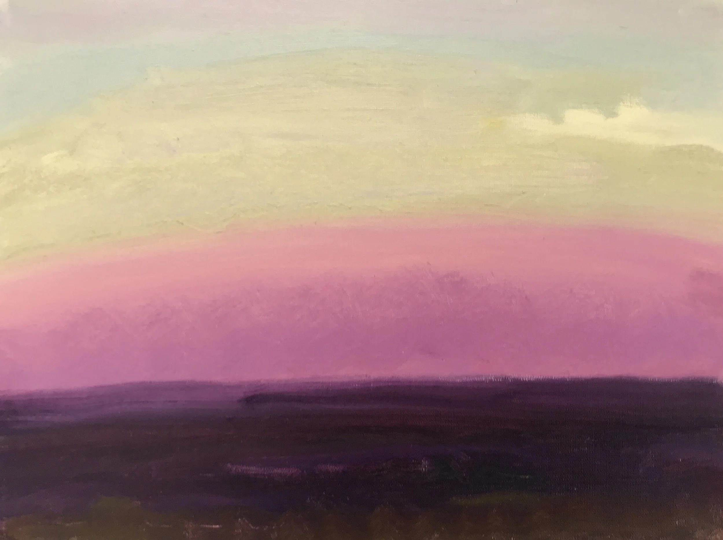 Evening Prayer Brunswick Heads, 18 July 2019, oil on canvas board, 30 X 25 cm