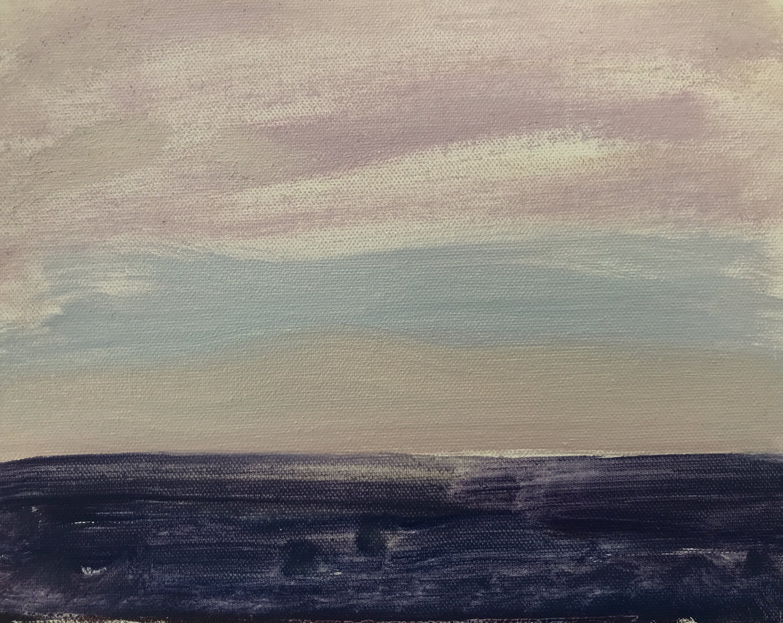 Evening Prayer Brunswick Heads, #2  20 July 2019, oil on canvas board, 25 X 20 cm