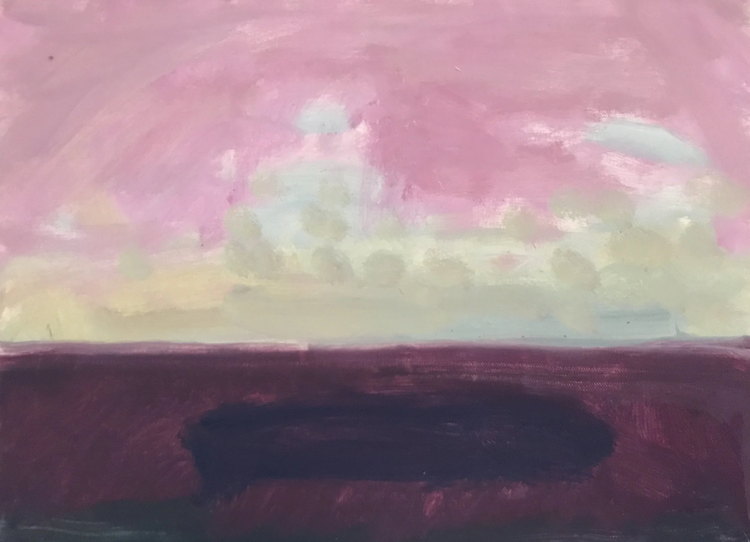 Evening Prayer Brunswick Heads, #2  14 June 2019, oil on canvas board, 29 X 22  cm
