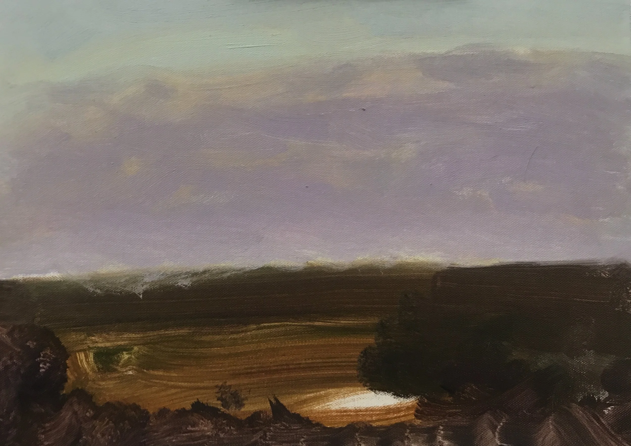 Evening Prayer Brunswick Heads, 9 May  2019, oil on canvas board, 25 X 20  cm