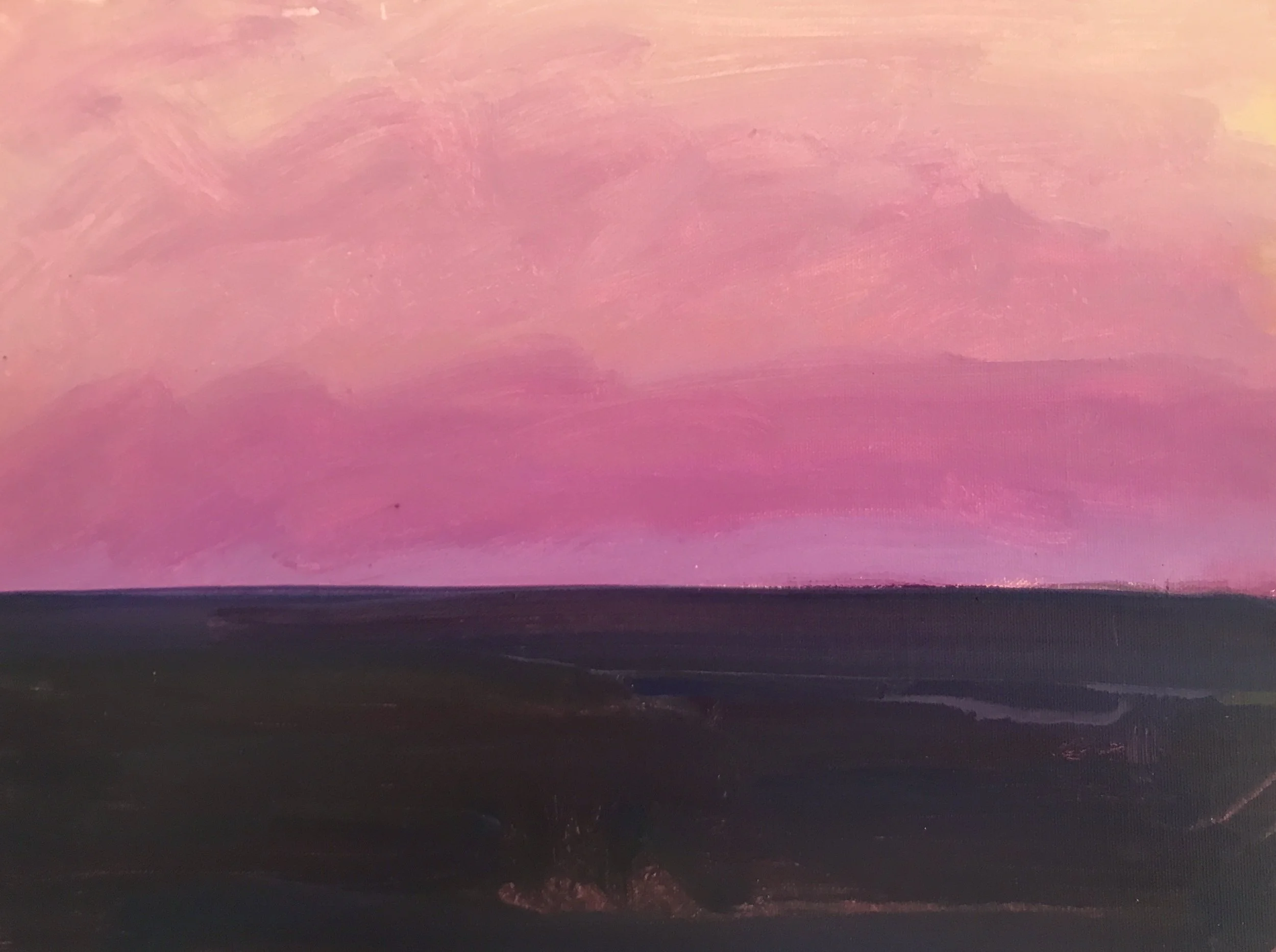Evening Prayer Brunswick Heads, 8 May  2019, oil on canvas board, 25 X 20  cm