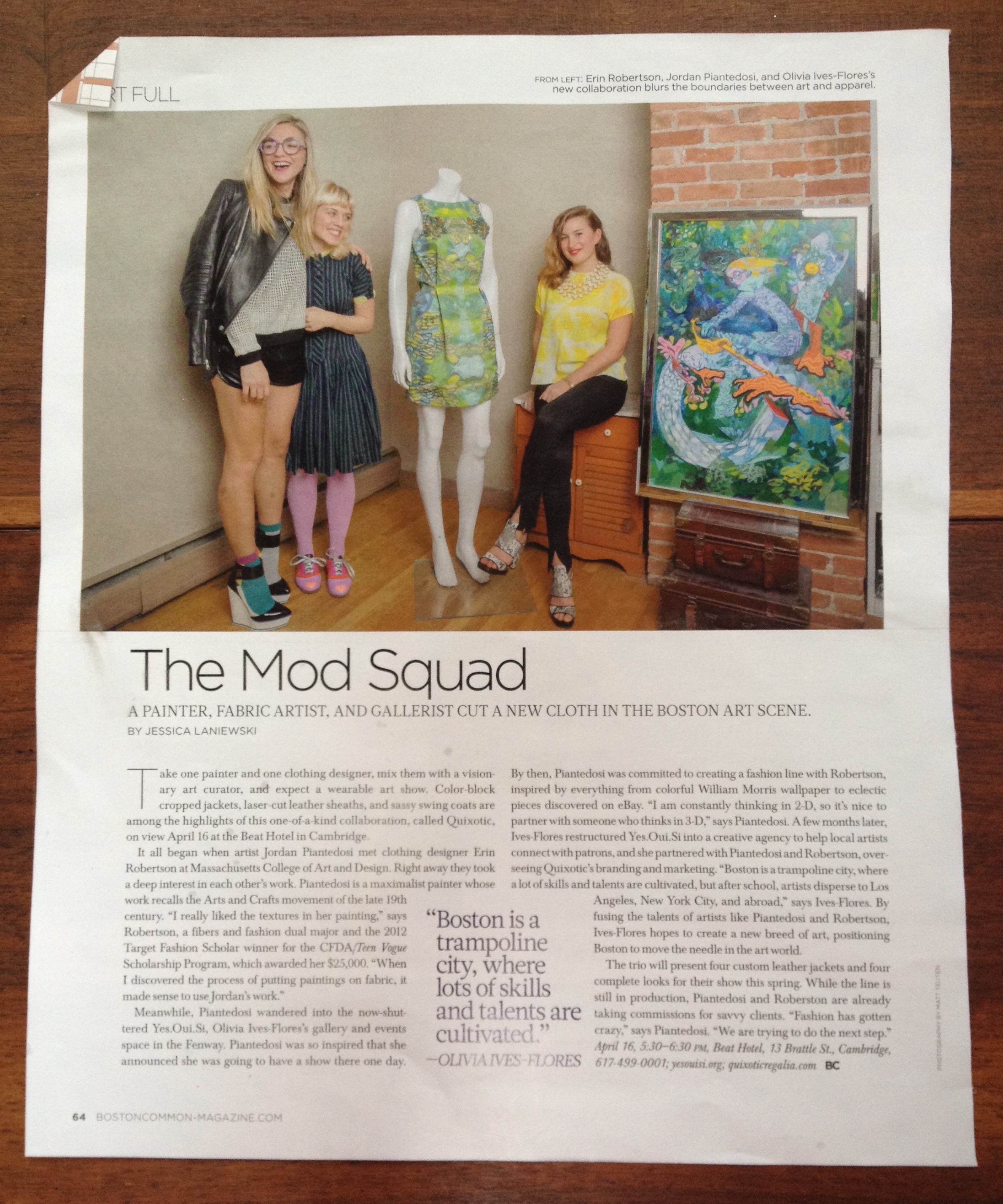 An article in BOSTON COMMON highlighting the collaboration