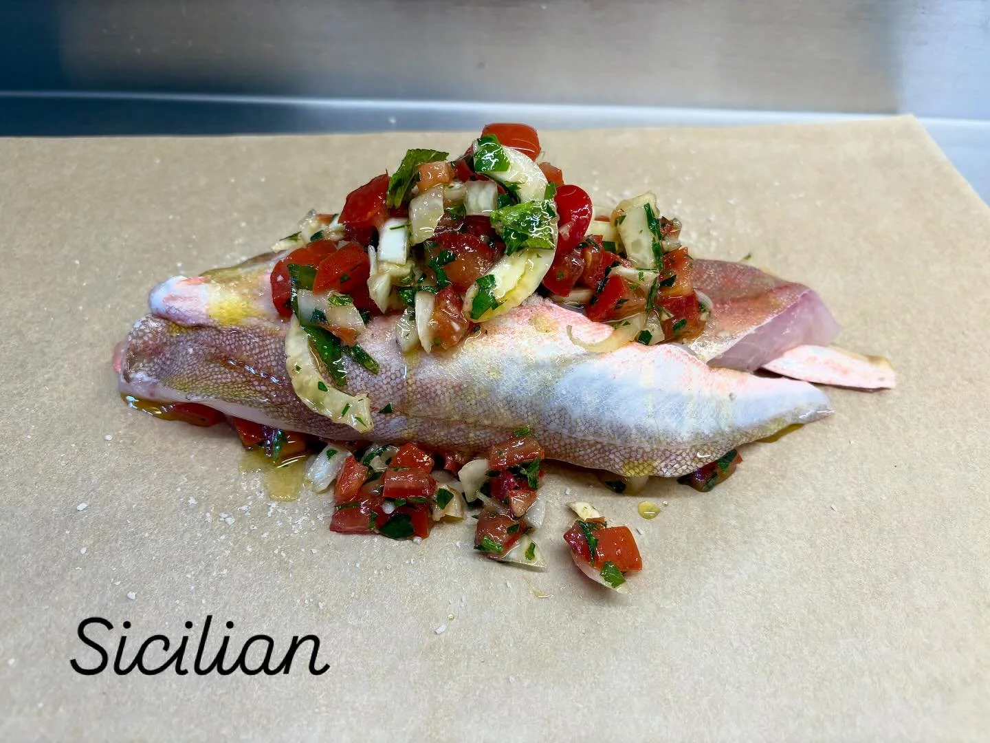 h in papillotte, a different marinade every week with the catch of the week.

This week&rsquo;s Chef-prepared - Sicilian marinated Gurnard✨south Italian punch full of flavours- tomatoes, garlic, fresh herbs and a generous drizzle of EV olive oil. 

T