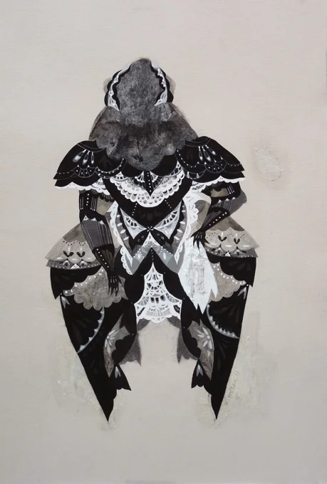  Widow  tissue paper, gouache &amp; graphite on paper&nbsp;  7.5&quot; x 11&quot;  2011 