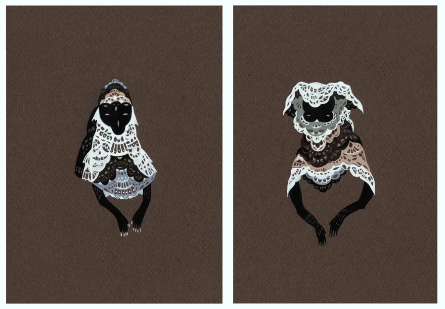 Lesser Nobles 1 & 2 gouache on paper 10" x 7" 2009
