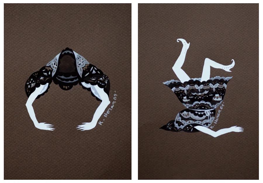 Up & Down gouache on paper 10" x 7" 2009