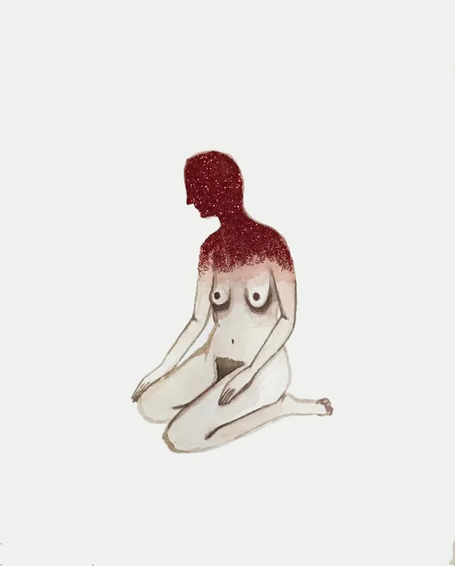 INITIATE / watercolor & glitter on paper / 8” x 10”