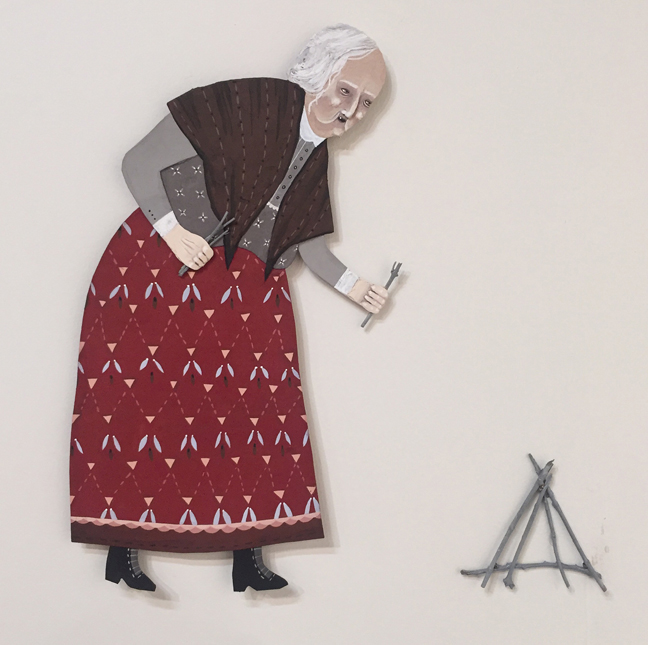 STICKS / gouache, cut paper & sticks / dimensions variable