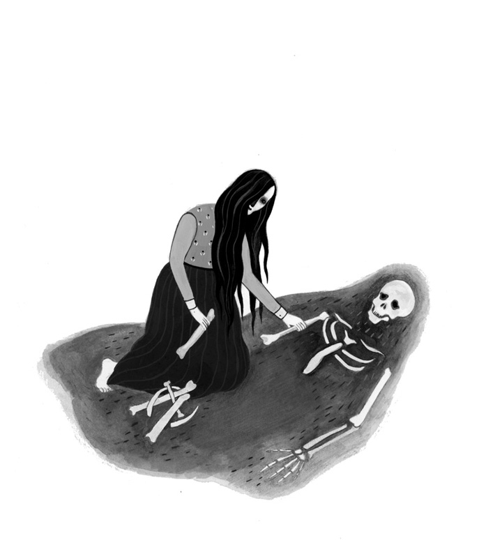 Them Bones graphite, ink & gouache on paper 9.75" x 11" 