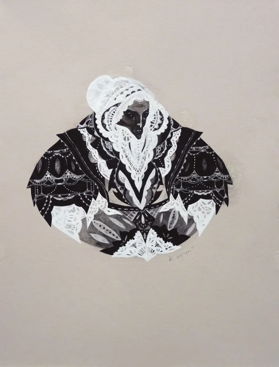   SPINSTER #2  /&nbsp;tissue paper, gouache &amp; graphite on paper /&nbsp;&nbsp;8.5" x 11"&nbsp; 