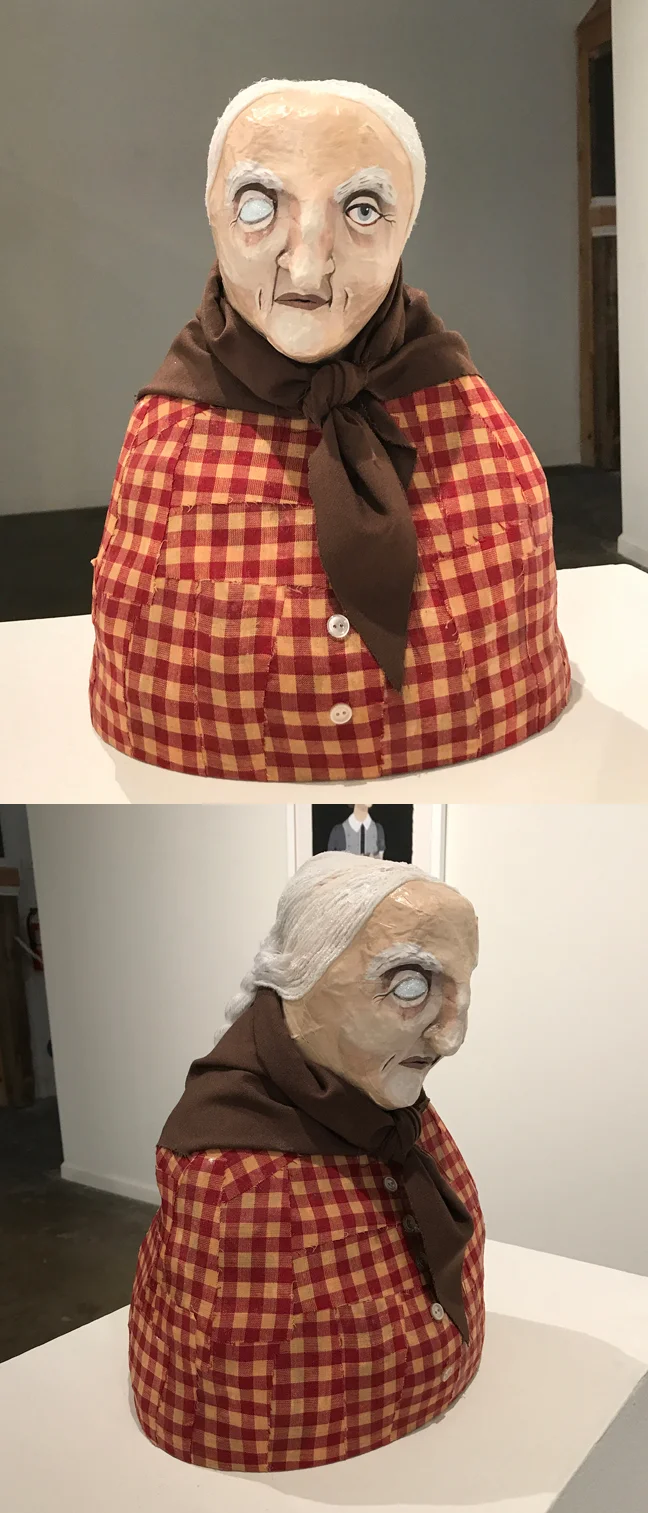 THE GHOST EYE / paper mache, acrylic, fabric, yarn, glitter & buttons / dimensions variable