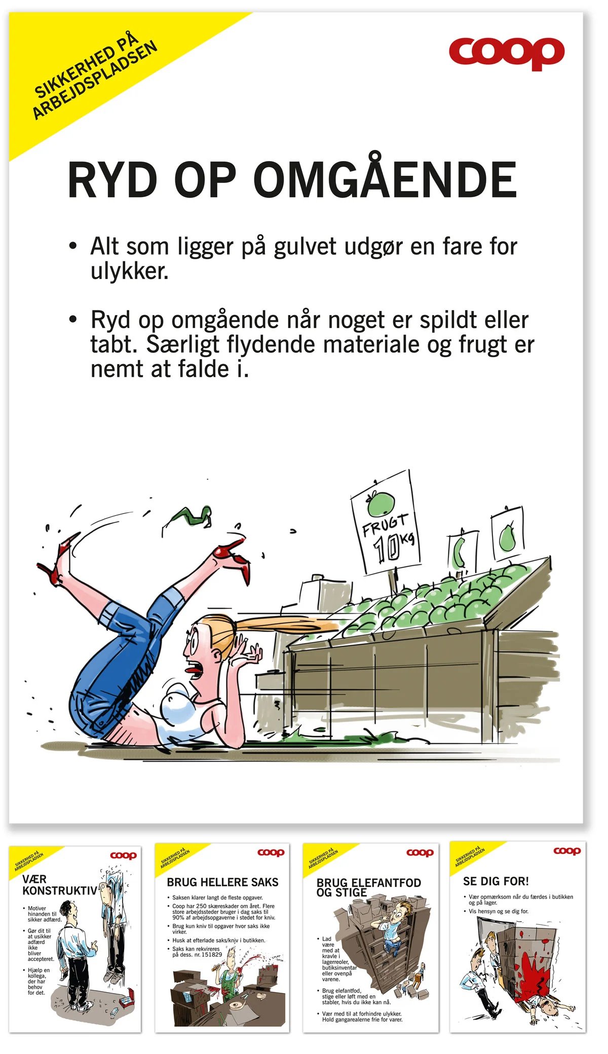 Sikkerhed på arbejdspladsen: plakatserie til COOP Danmark