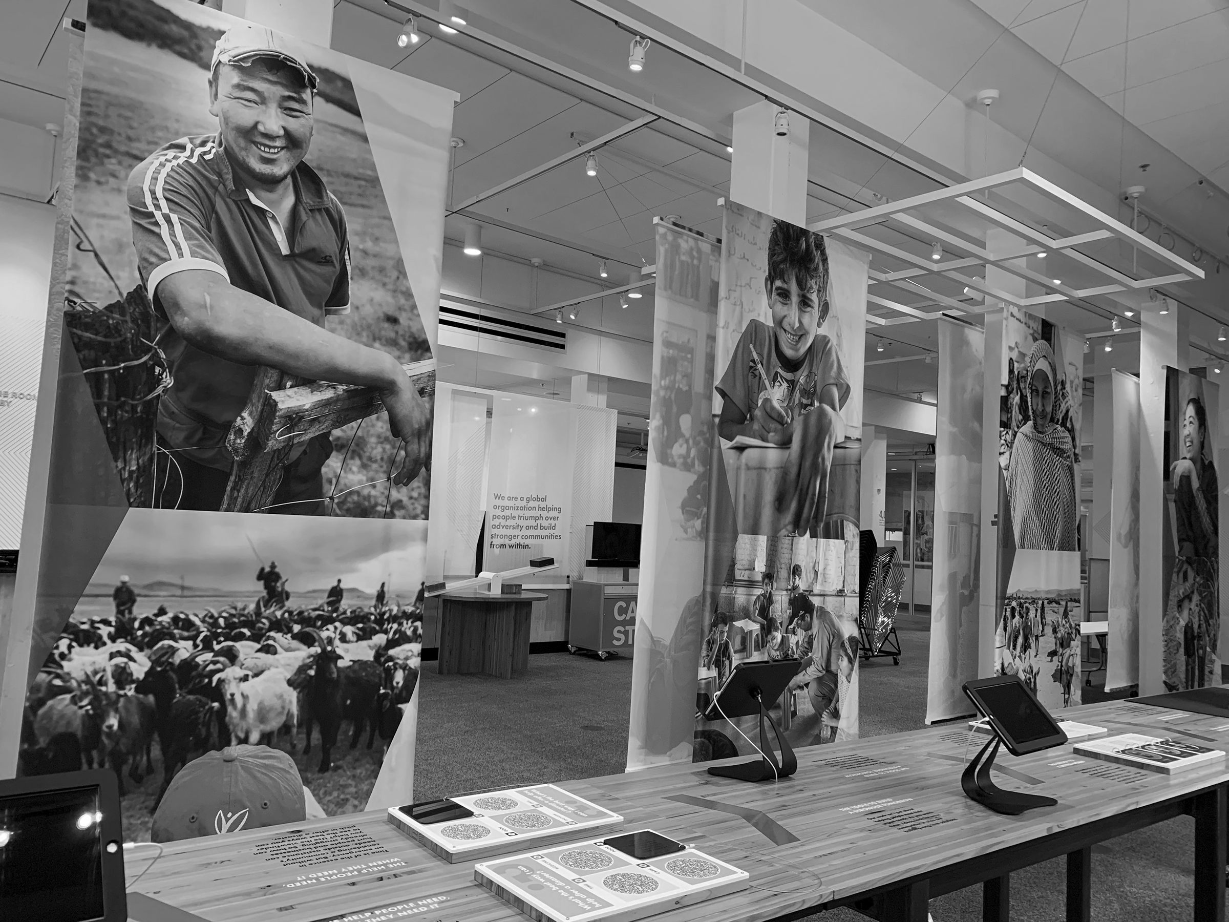 The Action Center is located inside Mercy Corps’ global headquarters and serves as their exhibit and teaching and learning space. Visitors and students can learn more about how Mercy Corps is tackling the world’s toughest challenges through lectures, exhibits and classes at the Action Center. I’ve worked to conceptualize, design and plan the update of all exhibits in the space along with the in-house branding team. Come visit the space in person for a deeper look!