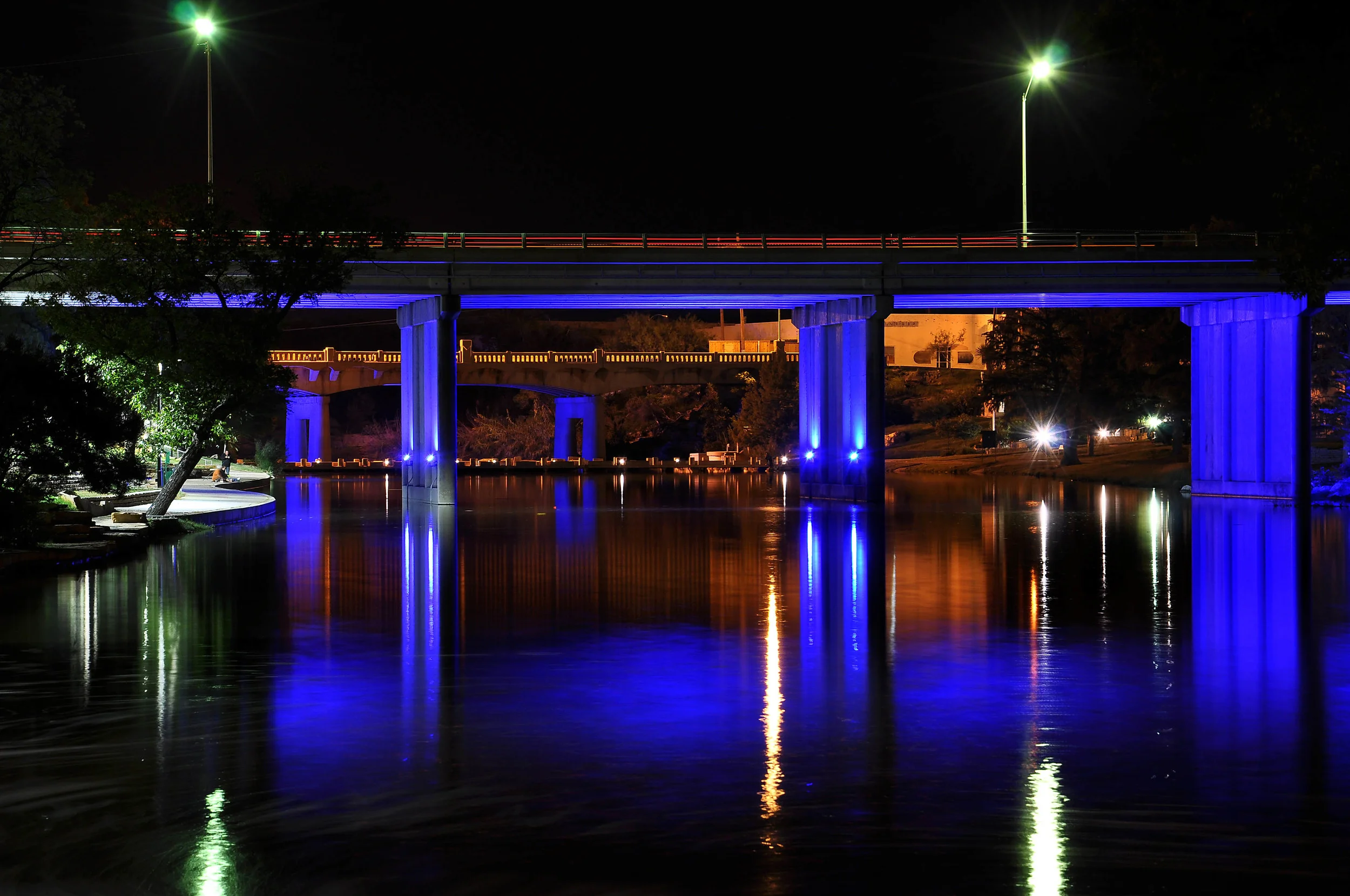 LED BRIDGE UPLIGHTING AT NIGHT