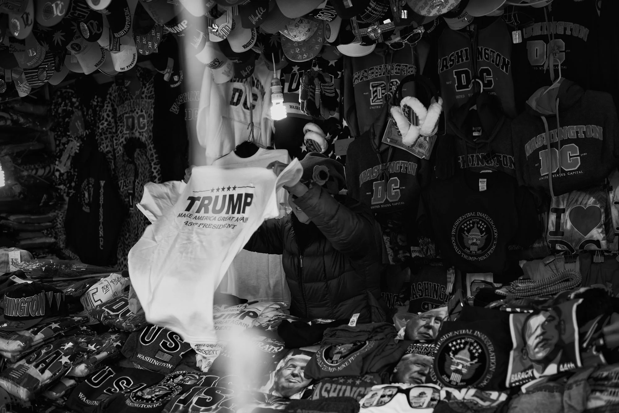 A vendor sells shirts at the March for Life, on January 27, 2017.